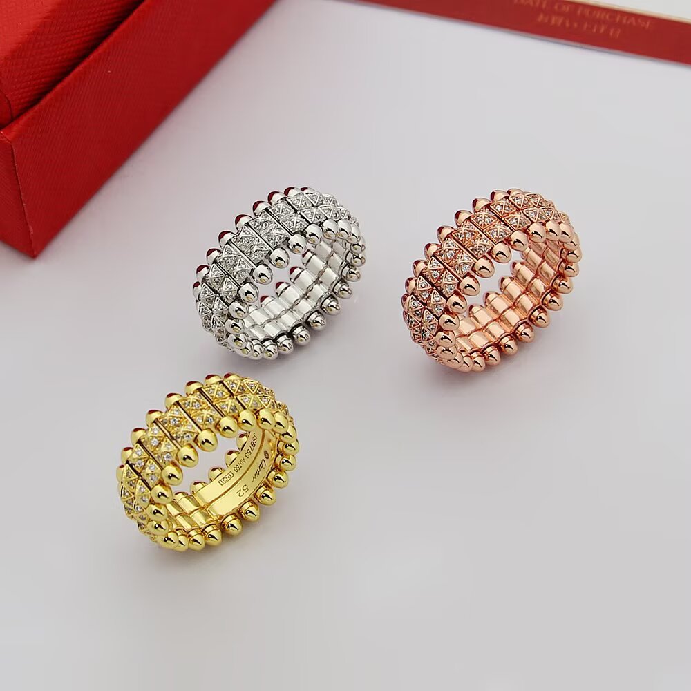 Cartier size 码数6789码 Cartier卡地亚双排子弹戒指满钻戒指