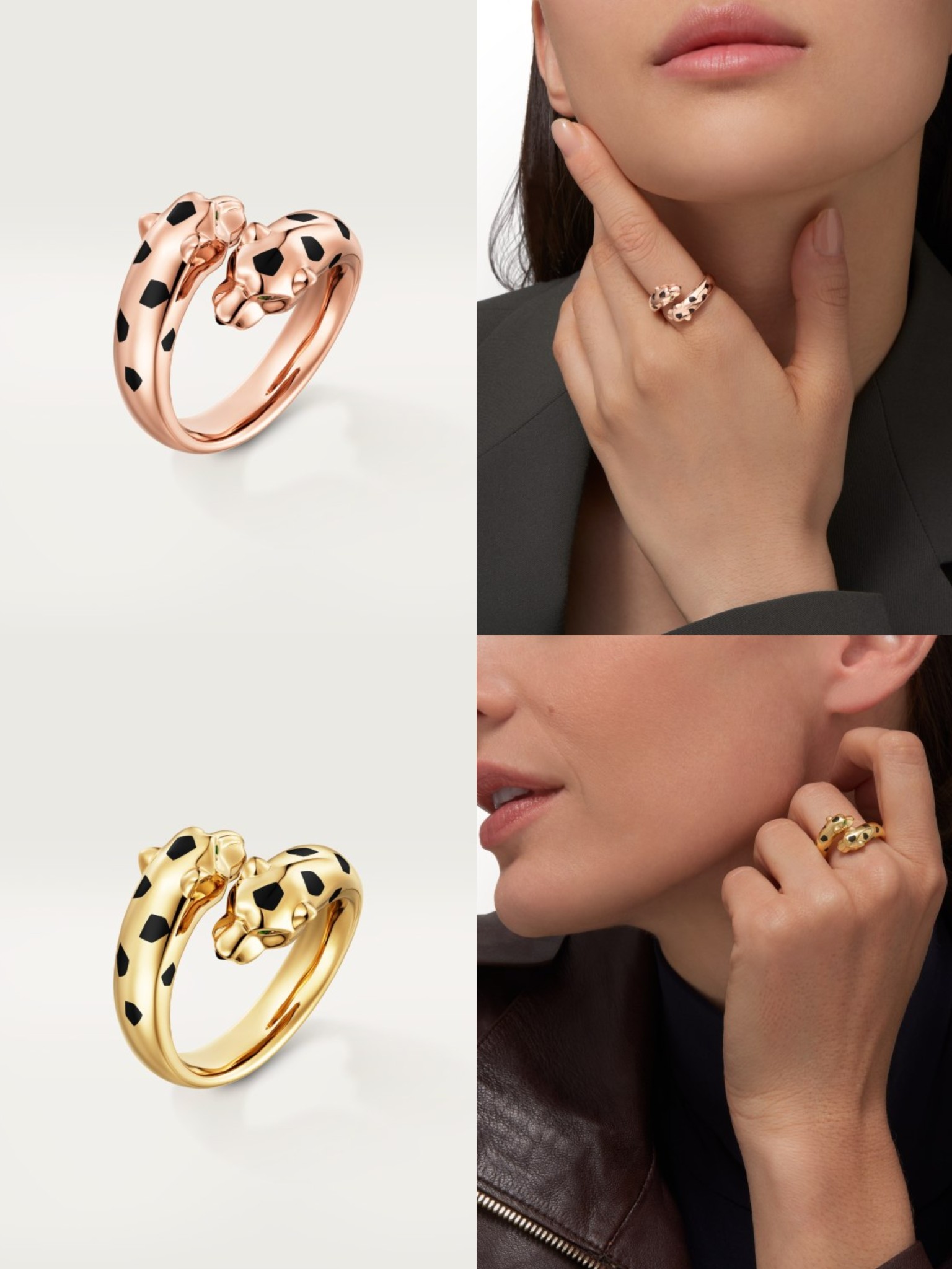 Cartier 霸气花斑黑豹戒指。Panthère de Cartier豹子戒指 亚金材质电镀厚金戒指均码