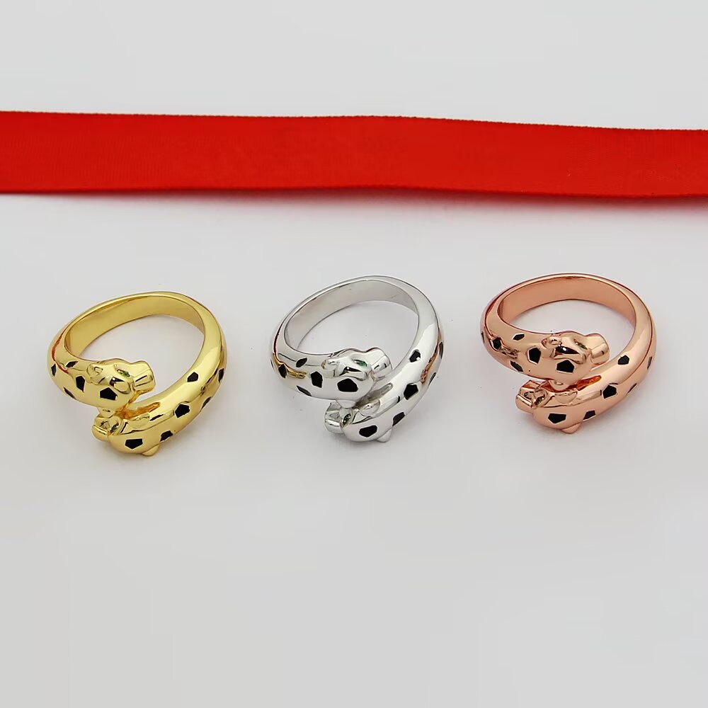 Cartier 霸气花斑黑豹戒指。Panthère de Cartier豹子戒指 亚金材质电镀厚金戒指均码