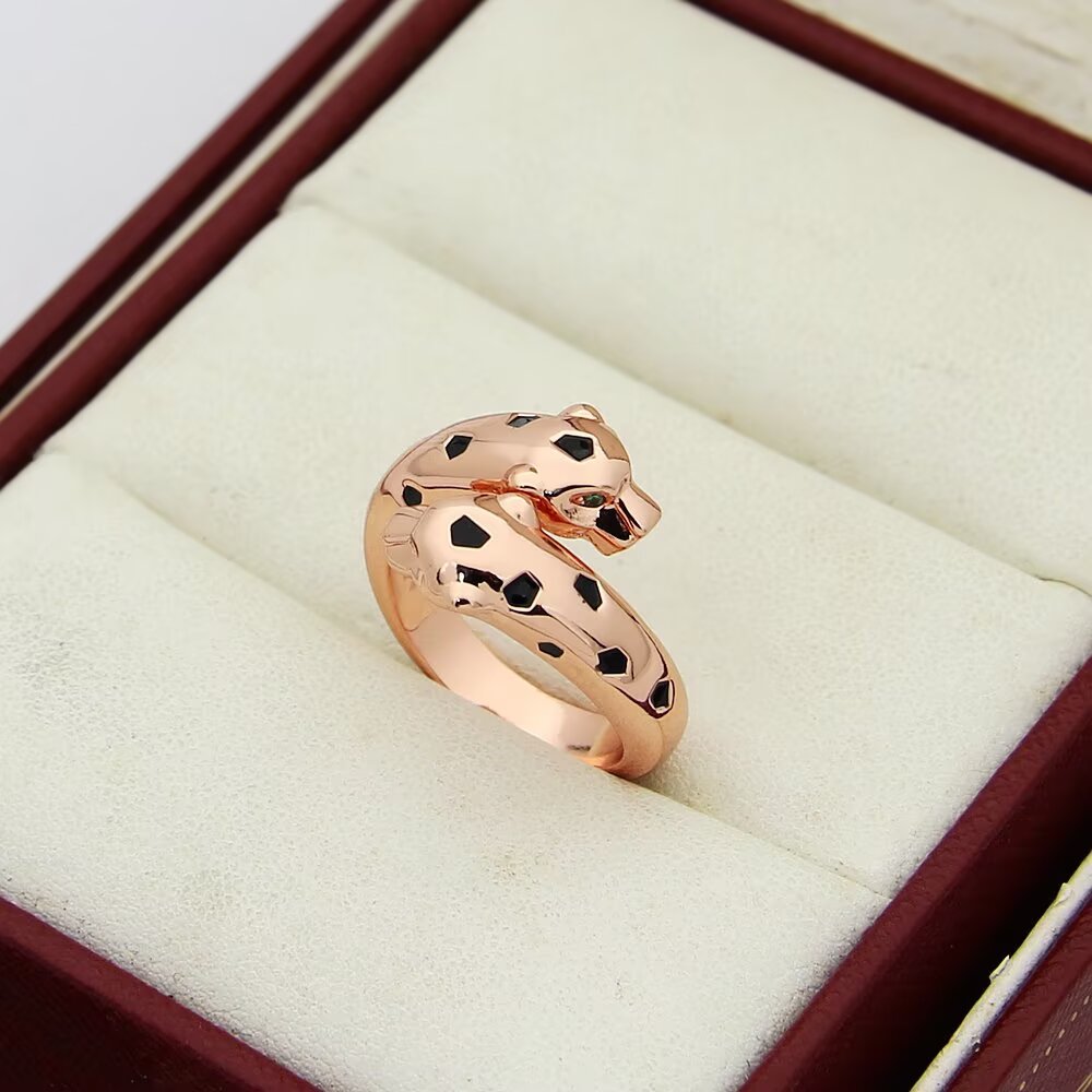 Cartier 霸气花斑黑豹戒指。Panthère de Cartier豹子戒指 亚金材质电镀厚金戒指均码
