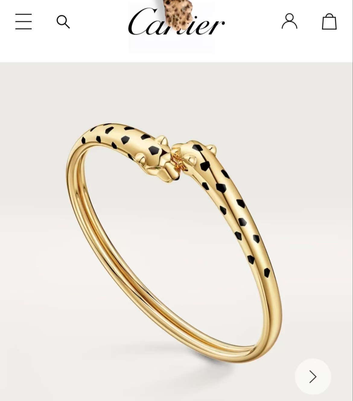 Cartier 霸气花斑黑豹手镯。Panthère de Cartier豹子手镯，电镀18K金 铜材质电镀厚金手镯