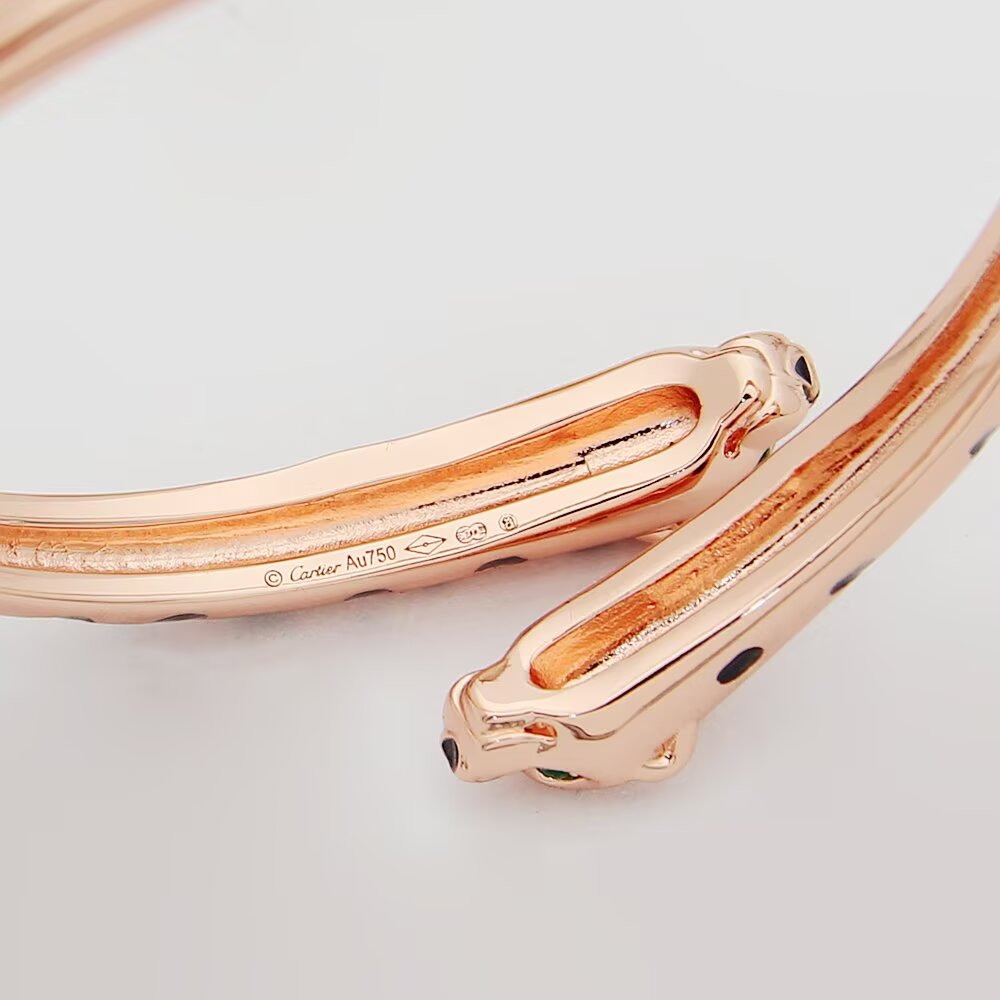 Cartier 霸气花斑黑豹手镯。Panthère de Cartier豹子手镯，电镀18K金 铜材质电镀厚金手镯
