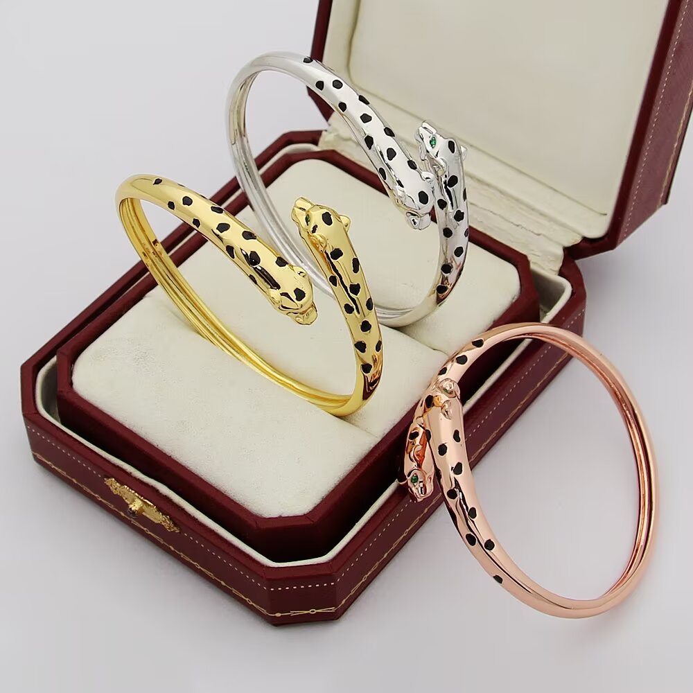 Cartier 霸气花斑黑豹手镯。Panthère de Cartier豹子手镯 亚金材质电镀厚金手镯