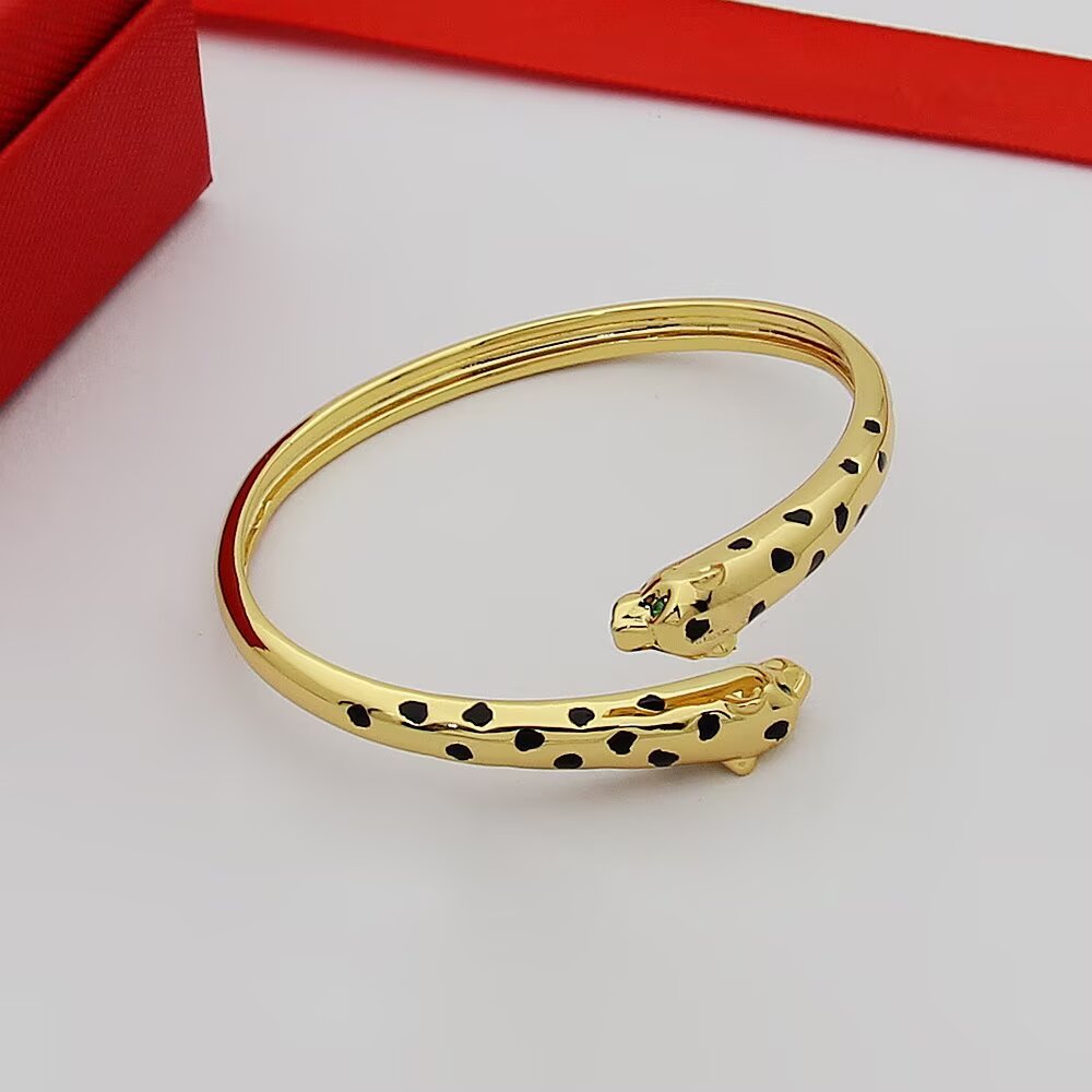 Cartier 霸气花斑黑豹手镯。Panthère de Cartier豹子手镯 亚金材质电镀厚金手镯