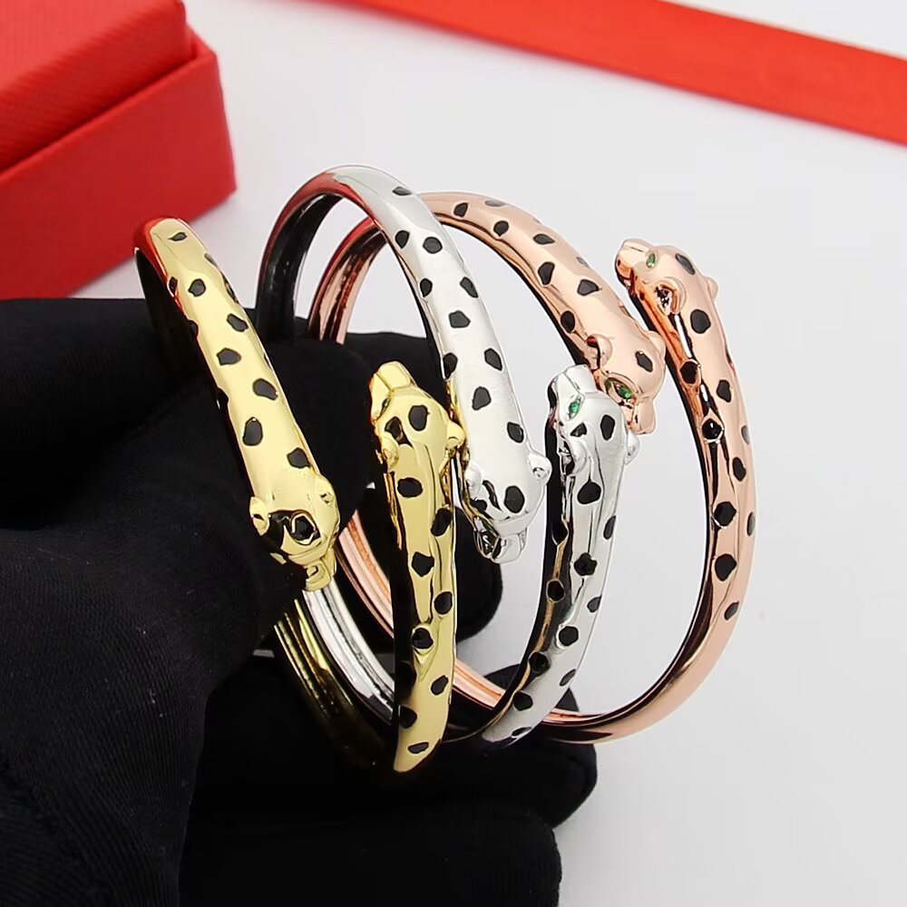 Cartier 霸气花斑黑豹手镯。Panthère de Cartier豹子手镯 亚金材质电镀厚金手镯