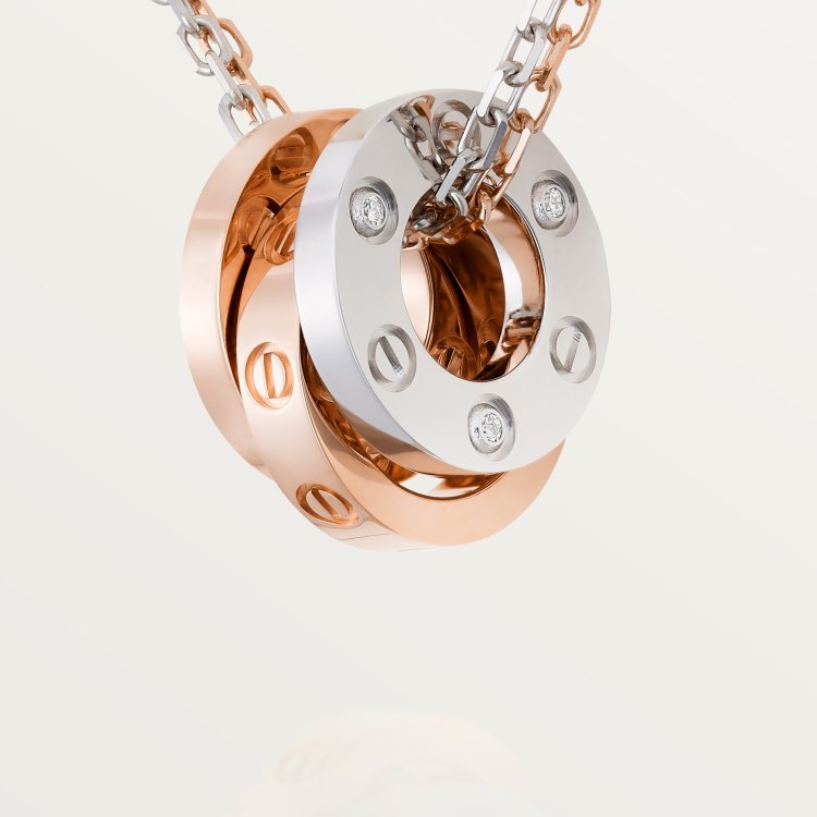 Cartier 卡地亚项链Cartier最三环双链项链 电镀18k金工艺 镶嵌进口仿真钻 分色电镀项链