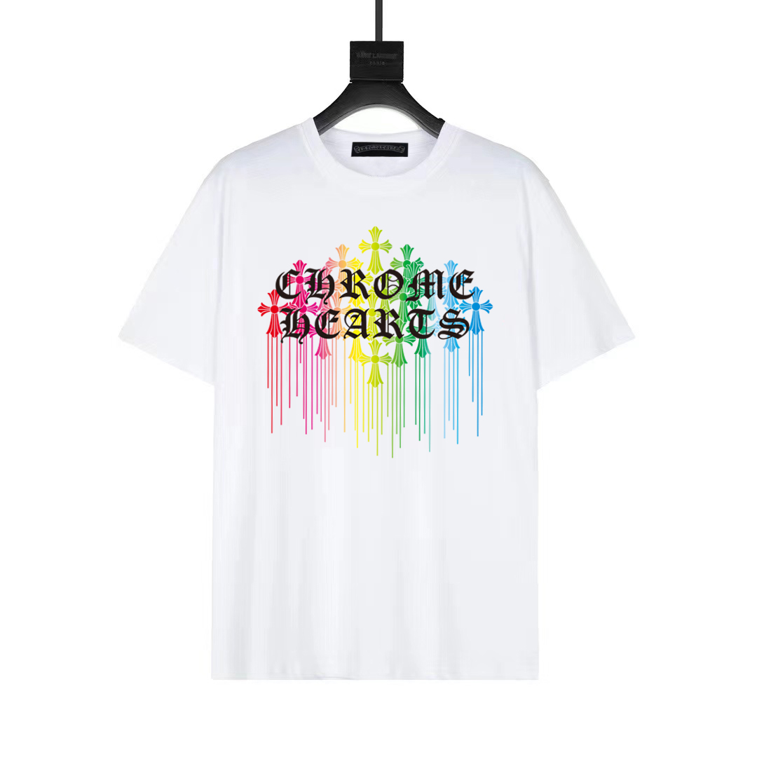 Chrome Hearts 1:1
 Clothing T-Shirt Black White Unisex Spring/Summer Collection Fashion Short Sleeve