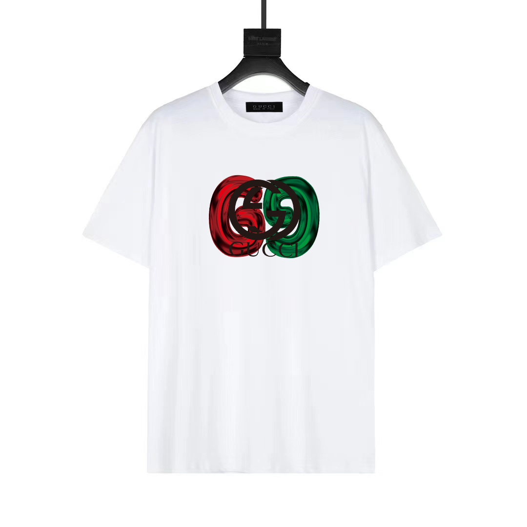 Gucci Clothing T-Shirt Black White Unisex Spring/Summer Collection Fashion Short Sleeve