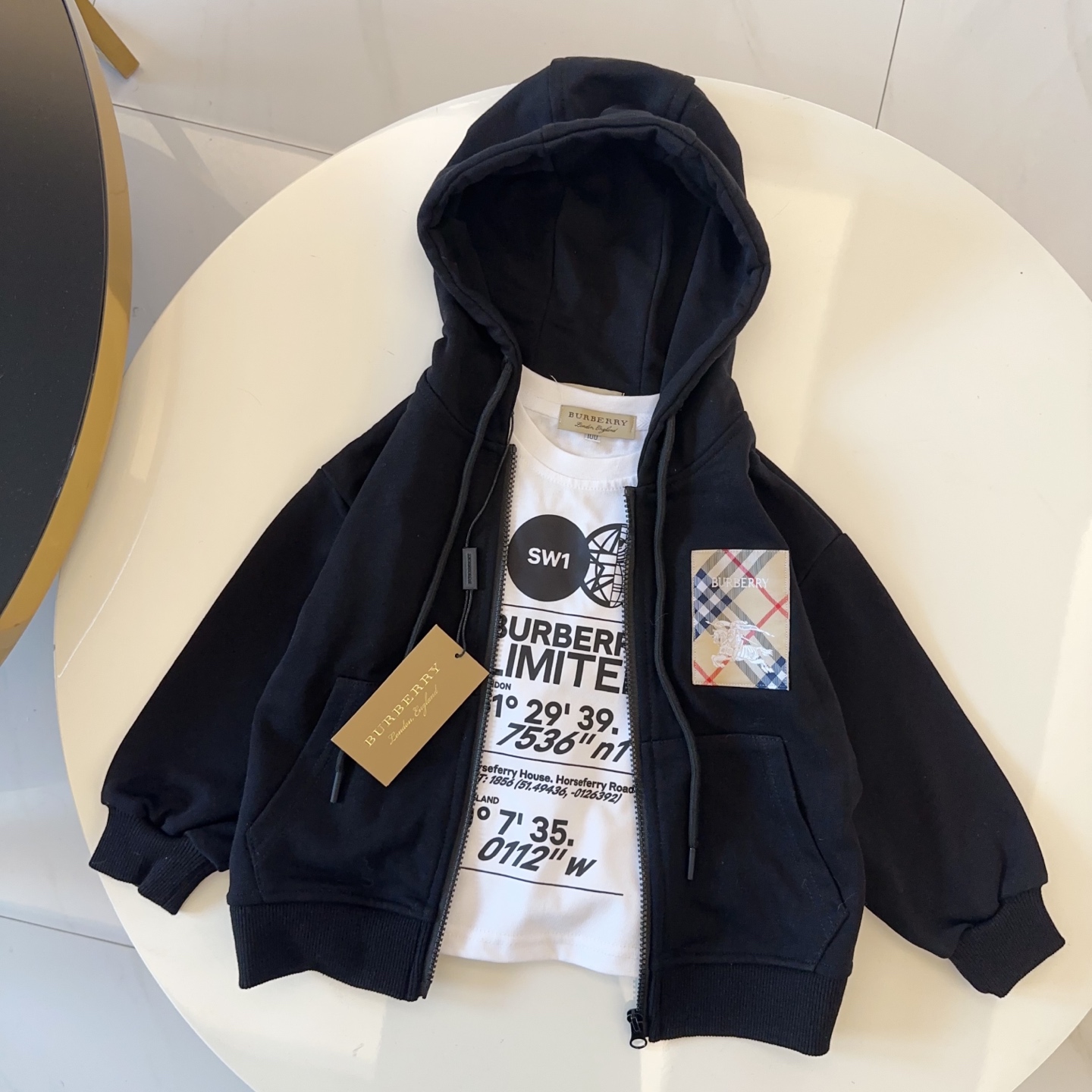 Burberry Chaqueta con cremallera + camiseta de manga larga + pantalones casuales con puños Tallas 90-150 (Etiqueta orig…