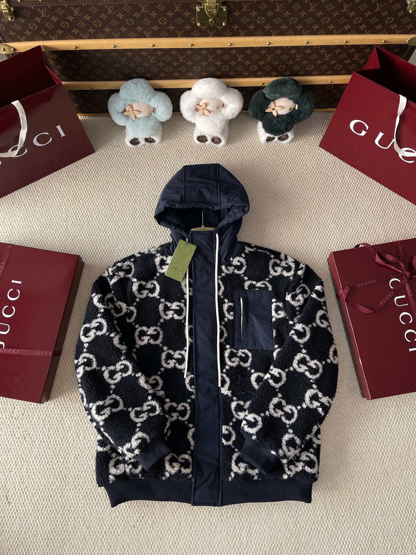 Monogram Hooded Knit Jacket — product photograph