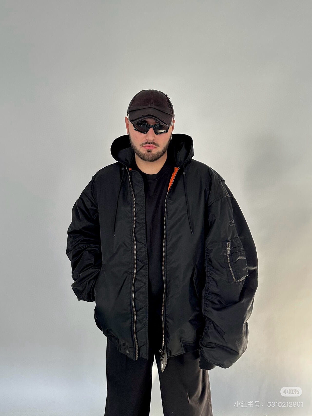 Back-Logo Hooded Bomber — product photograph