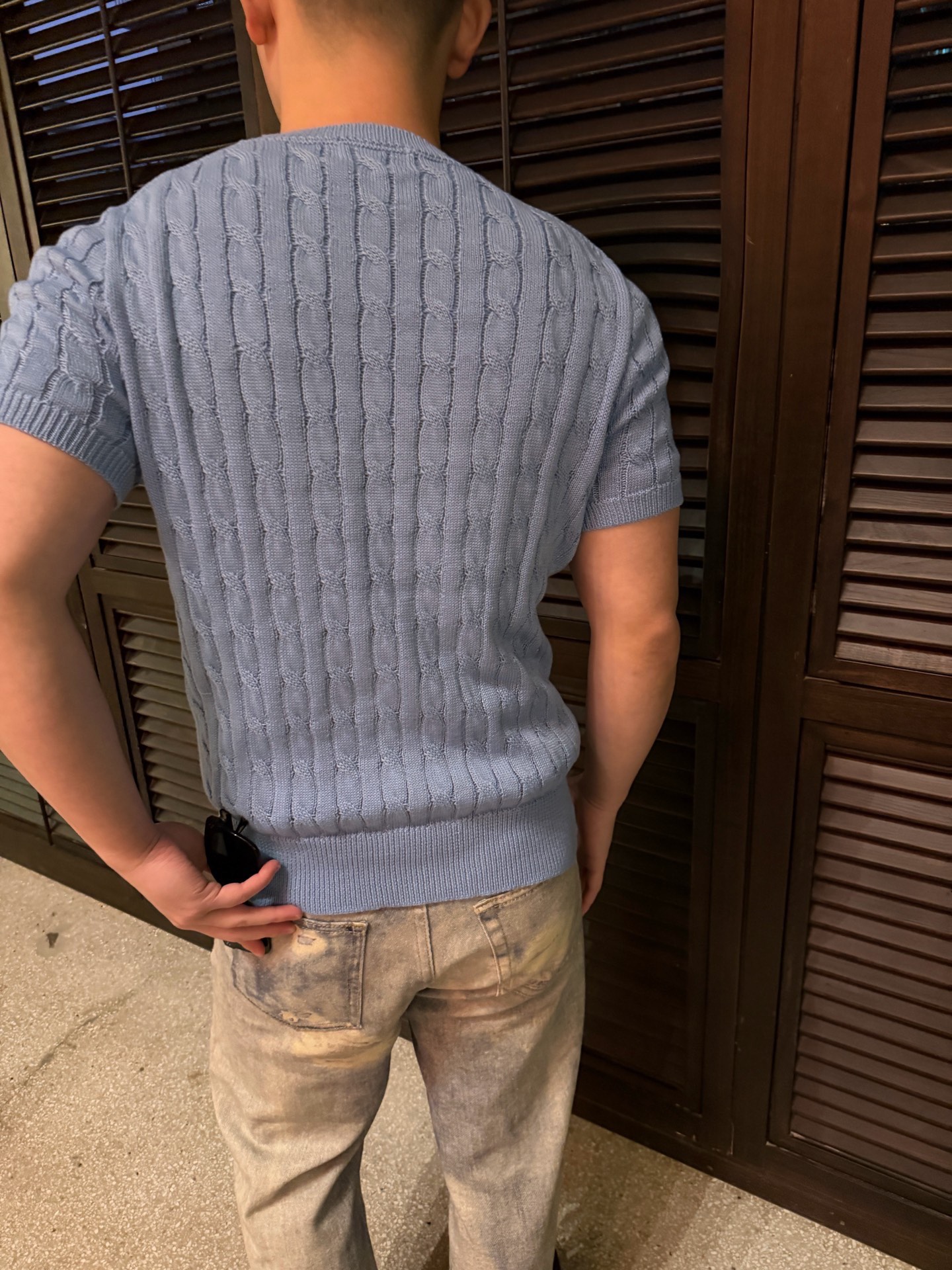 Cable-Knit Short-Sleeve Top — product photograph
