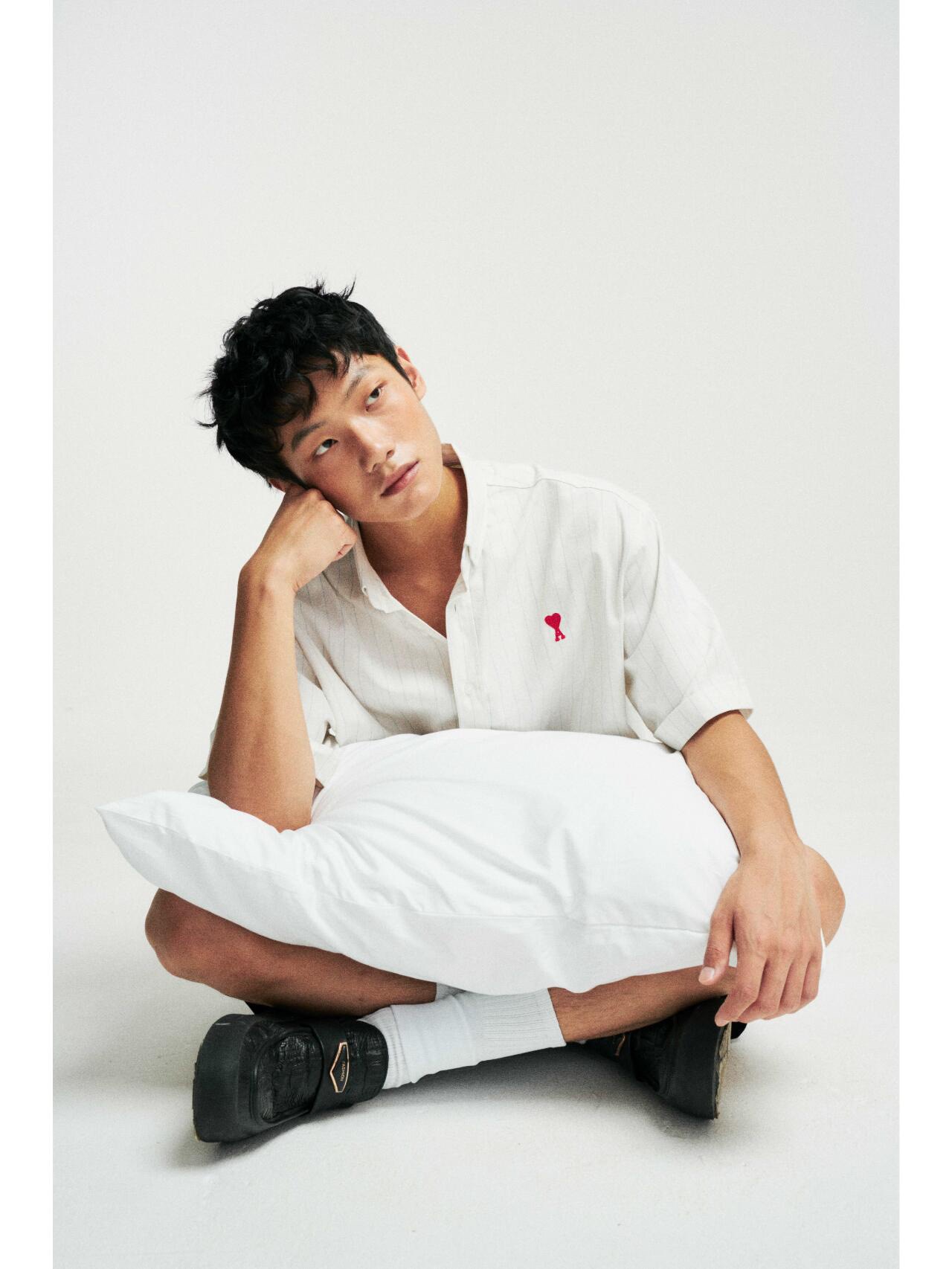 Heart-A Short-Sleeve Button Shirt — product photograph