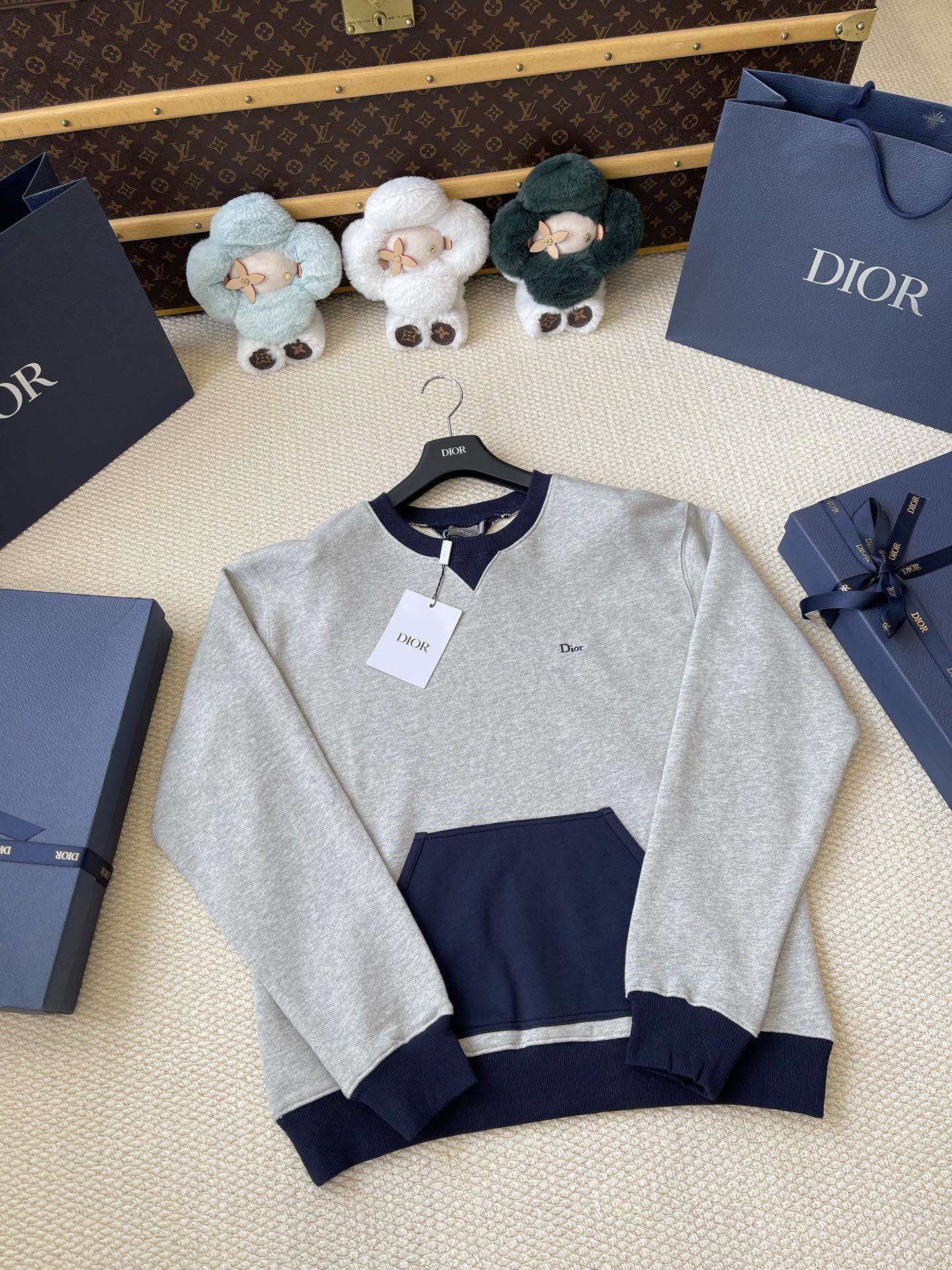 Contrast-Pocket Crewneck Sweatshirt — product photograph