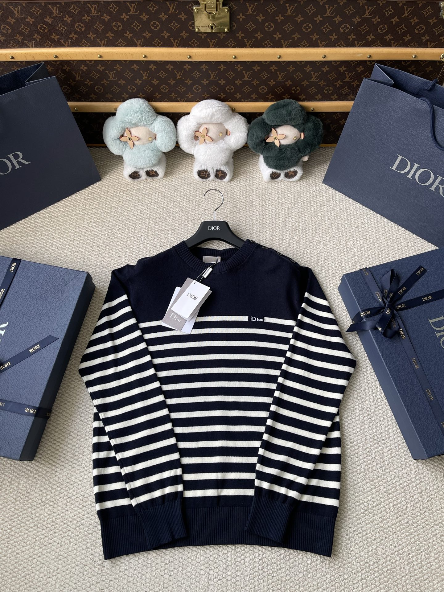 Breton Stripe Button-Shoulder Sweater — product photograph