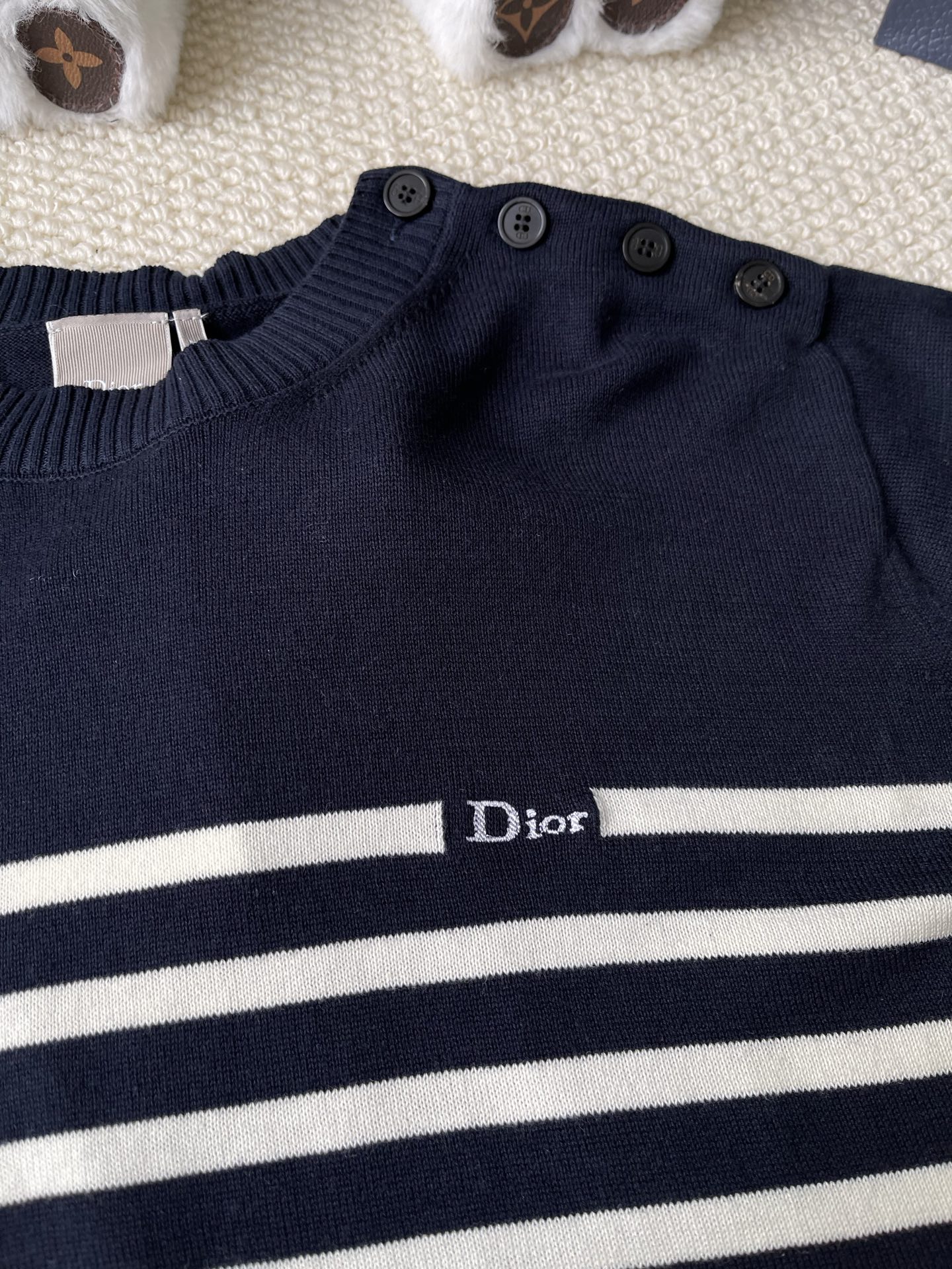 Breton Stripe Button-Shoulder Sweater — product photograph