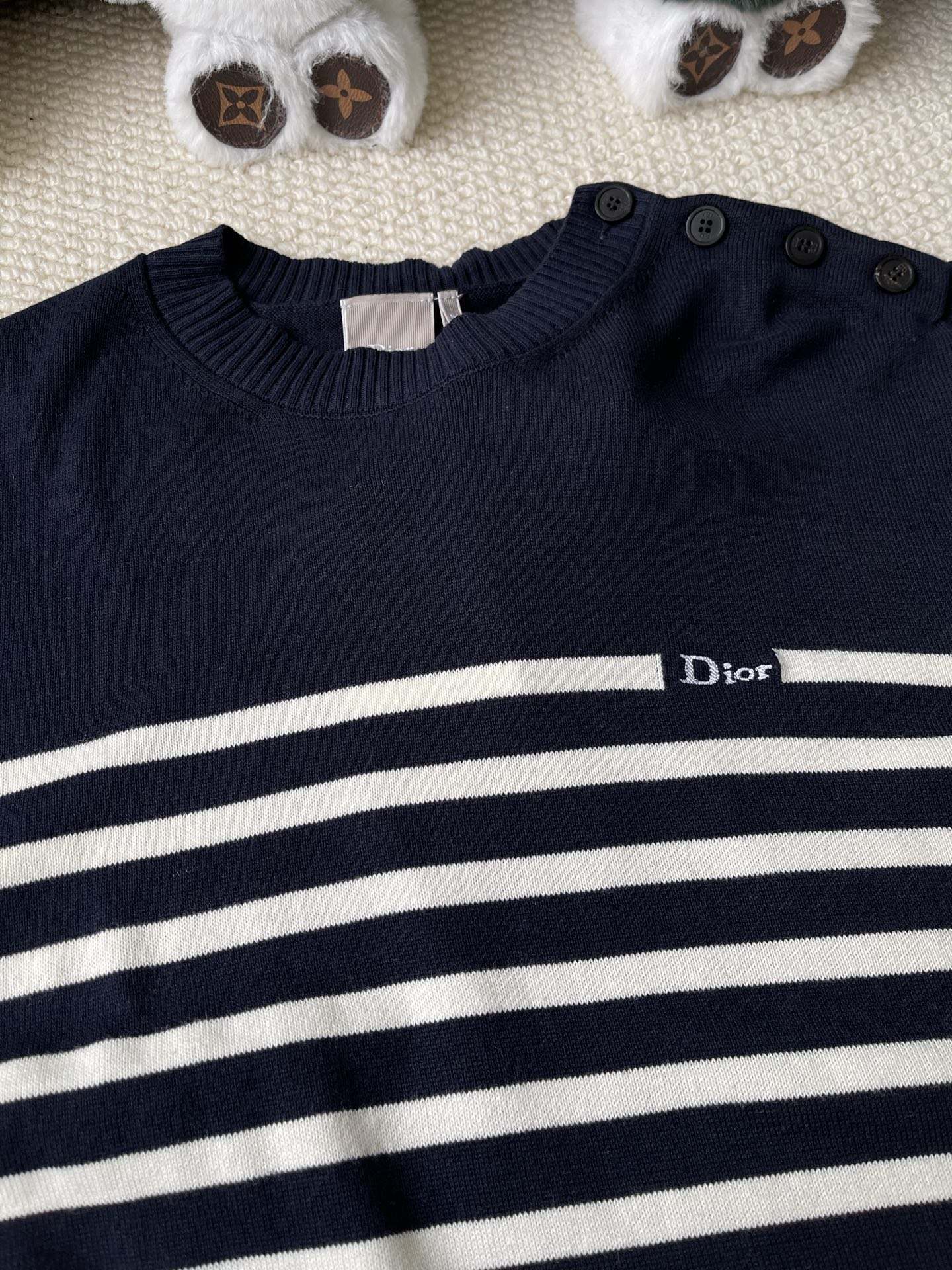 Breton Stripe Button-Shoulder Sweater — product photograph