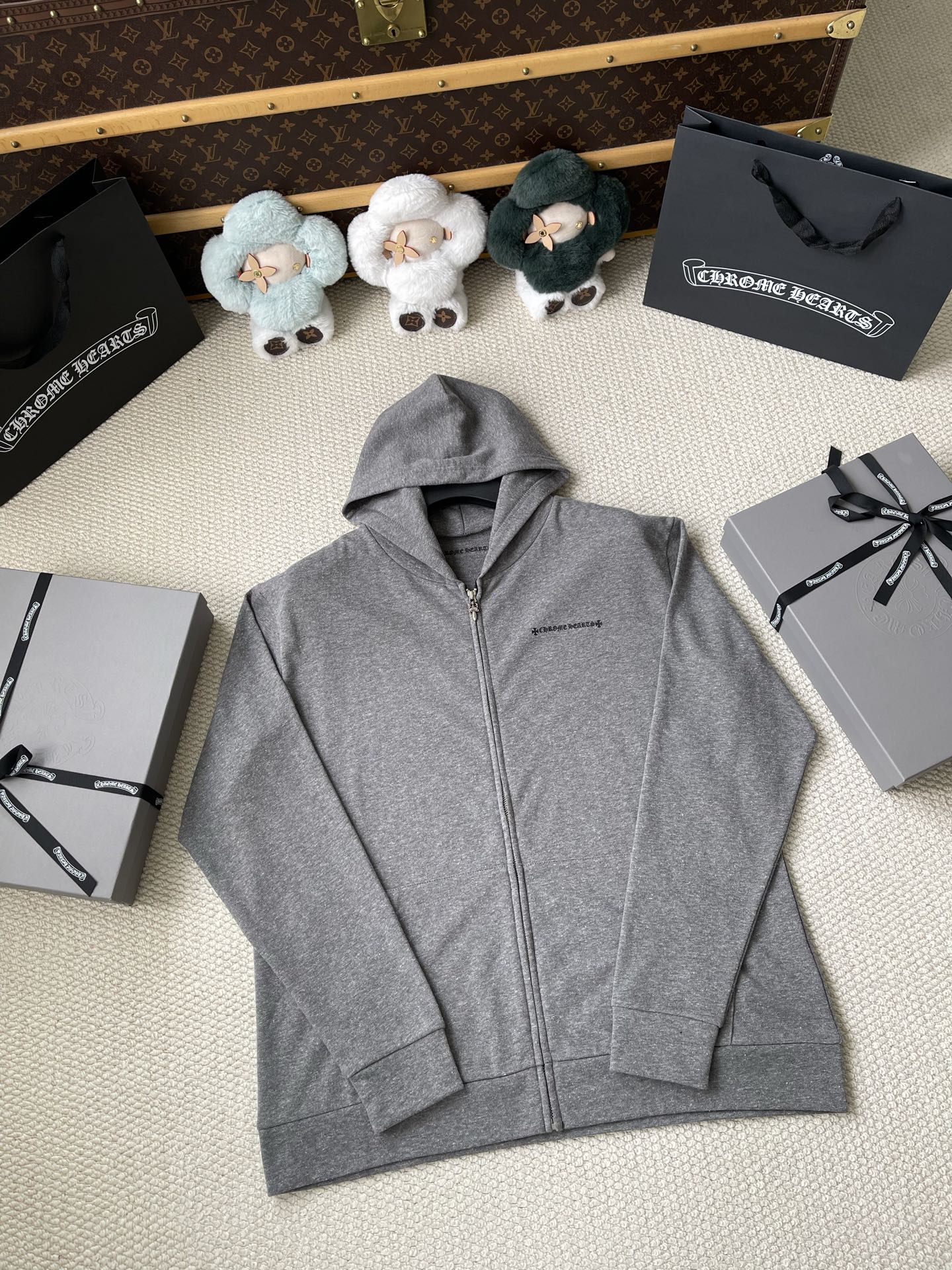 Floral Cross-Back Zip Hoodie — product photograph