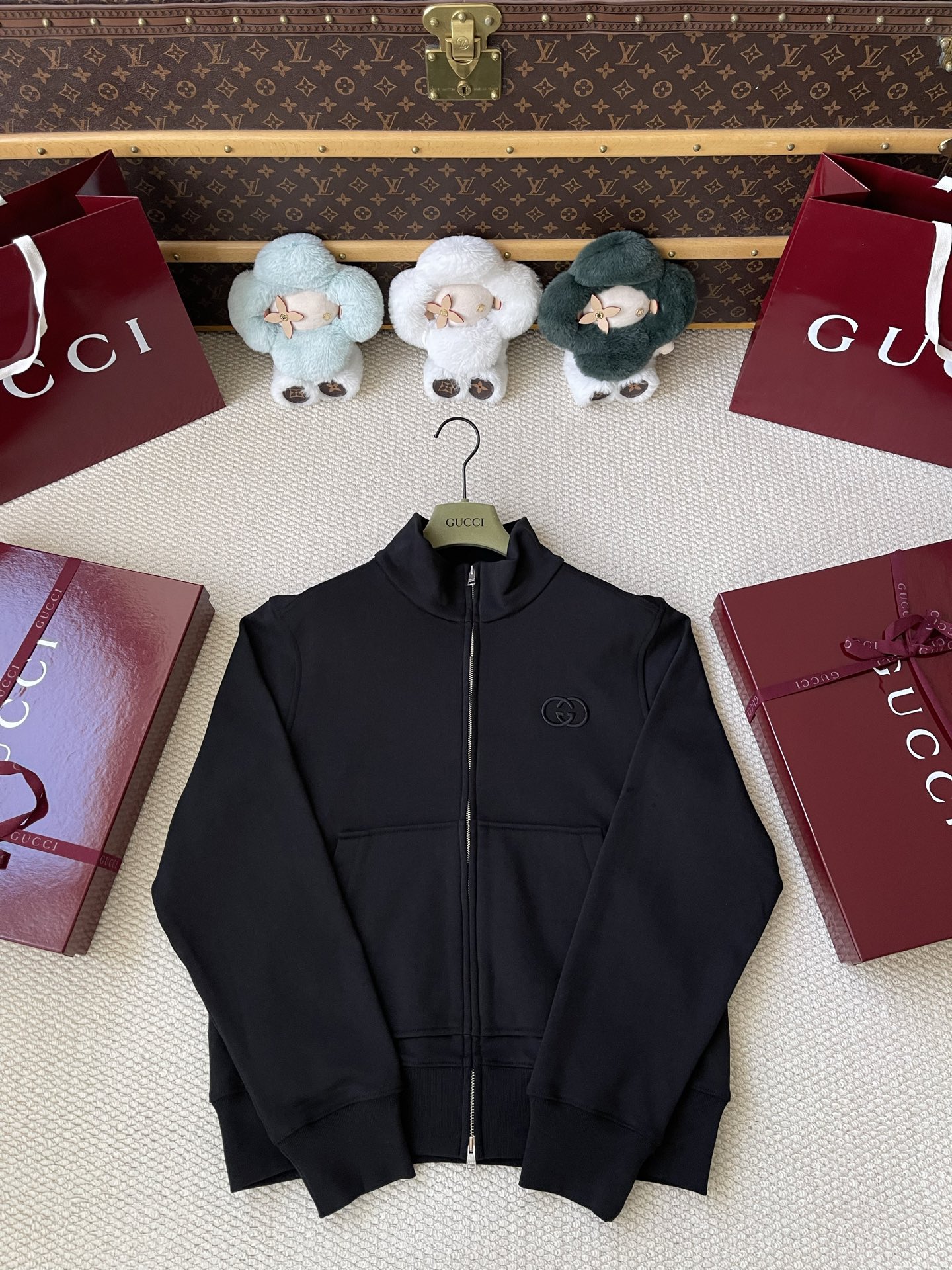 Tonal Emblem Stand-Collar Zip Jacket — product photograph