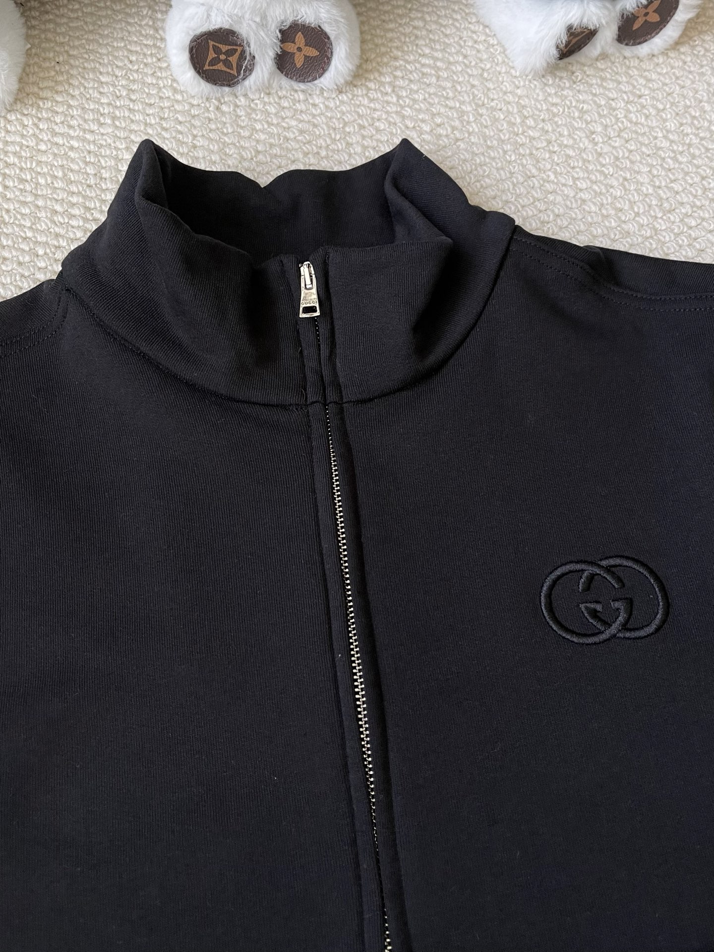 Tonal Emblem Stand-Collar Zip Jacket — product photograph