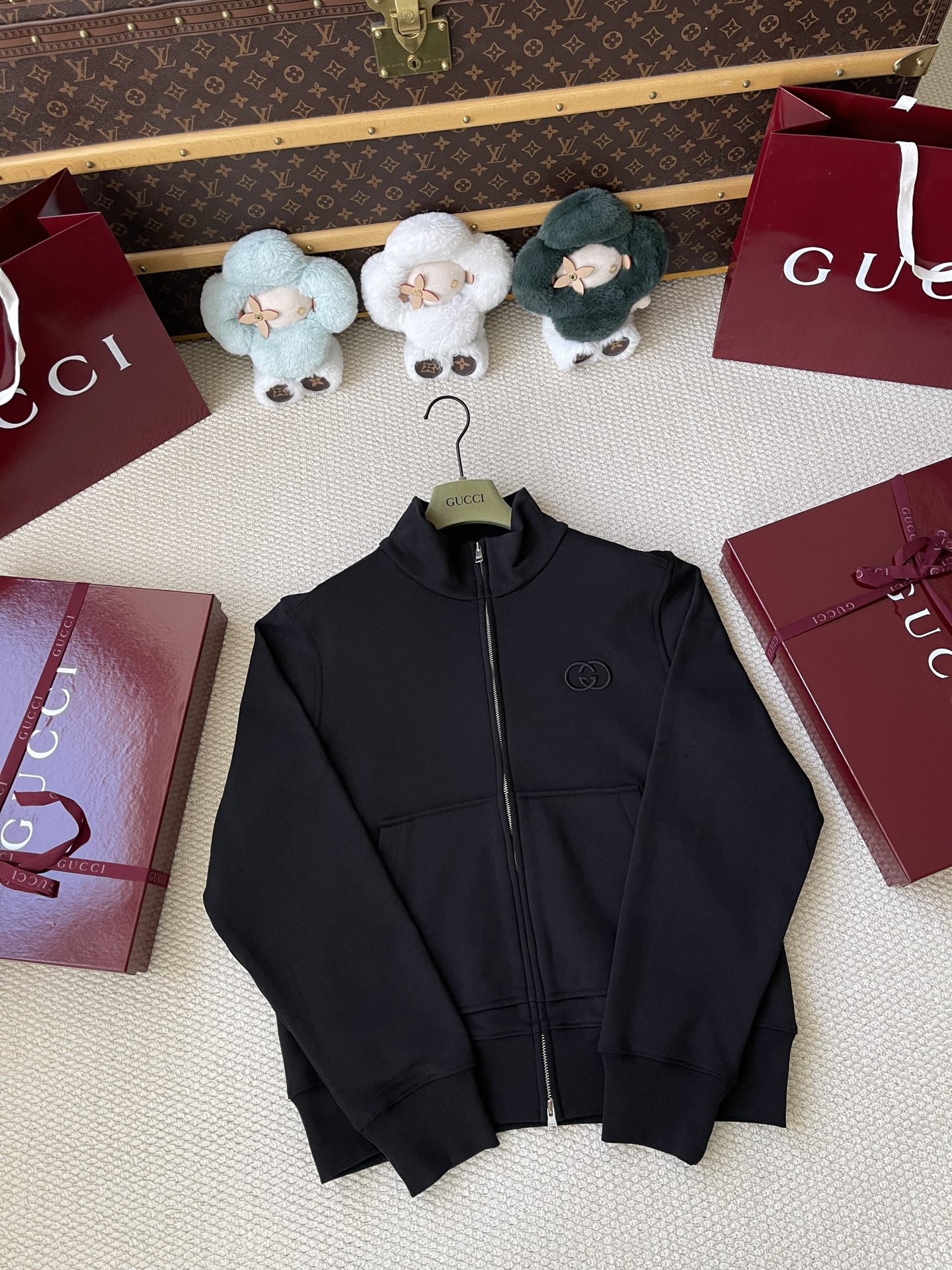 Tonal Emblem Stand-Collar Zip Jacket — product photograph