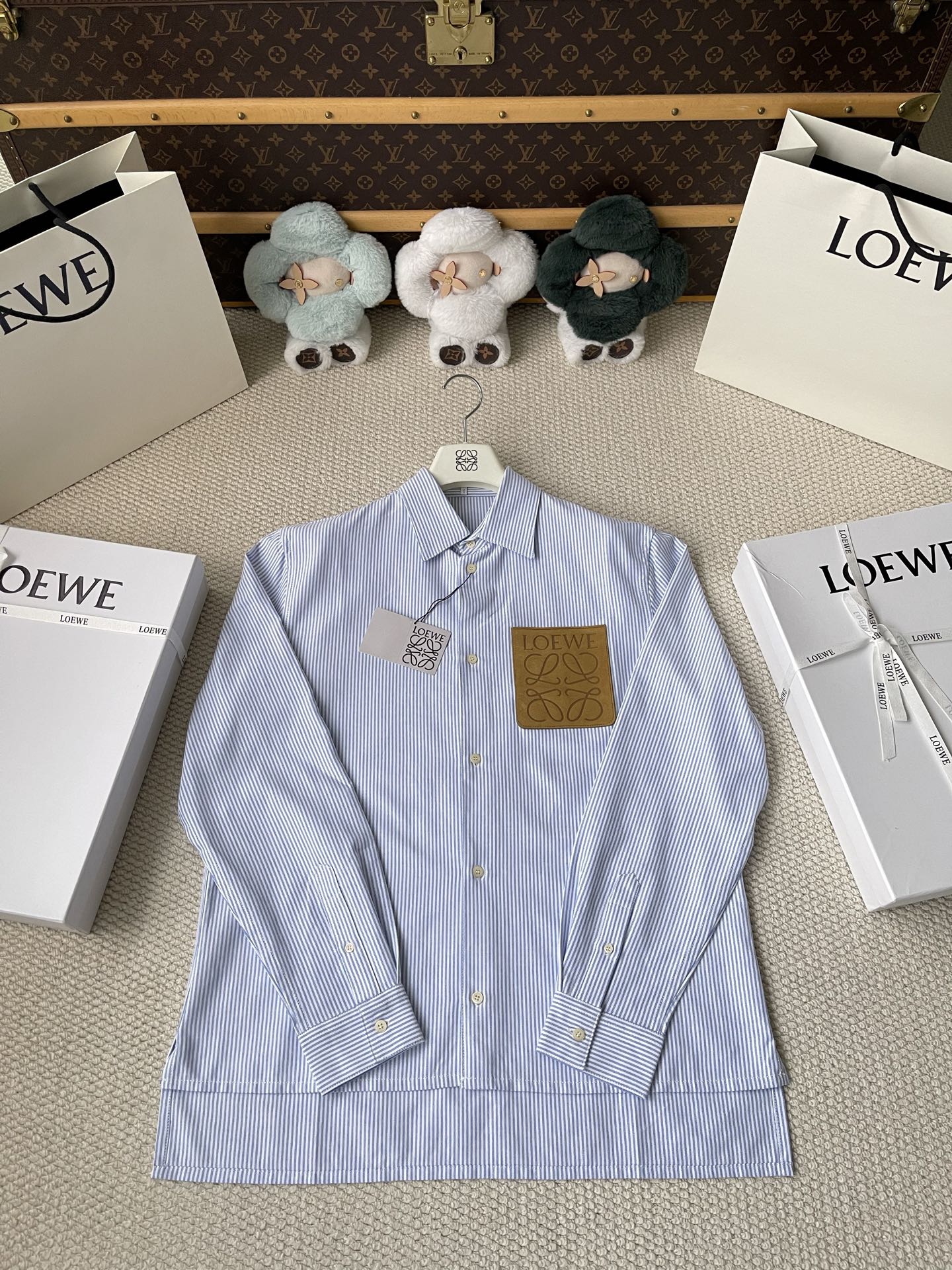 Anagram-Patch Striped Shirt — product photograph