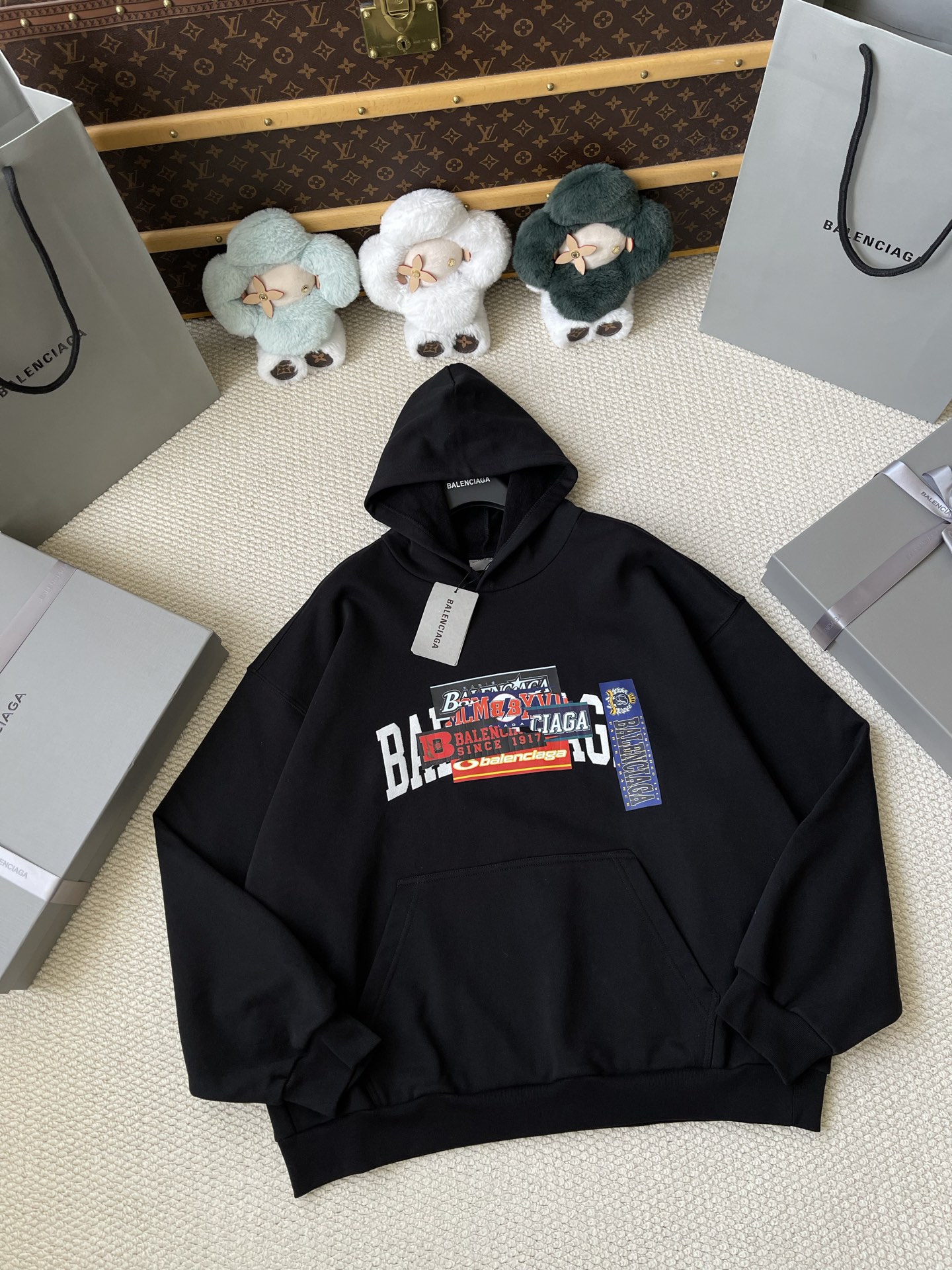 Collage-Wordmark Pullover Hoodie — product photograph