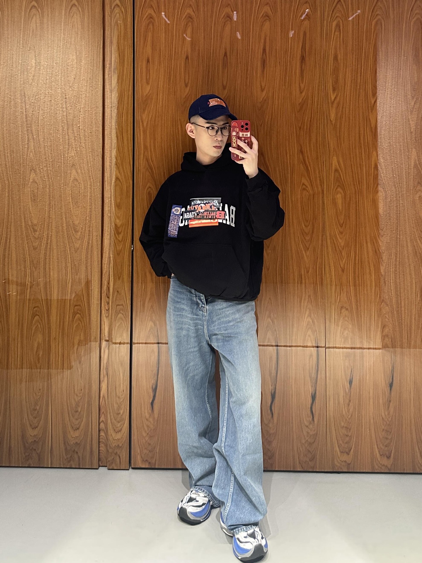 Collage-Wordmark Pullover Hoodie — product photograph