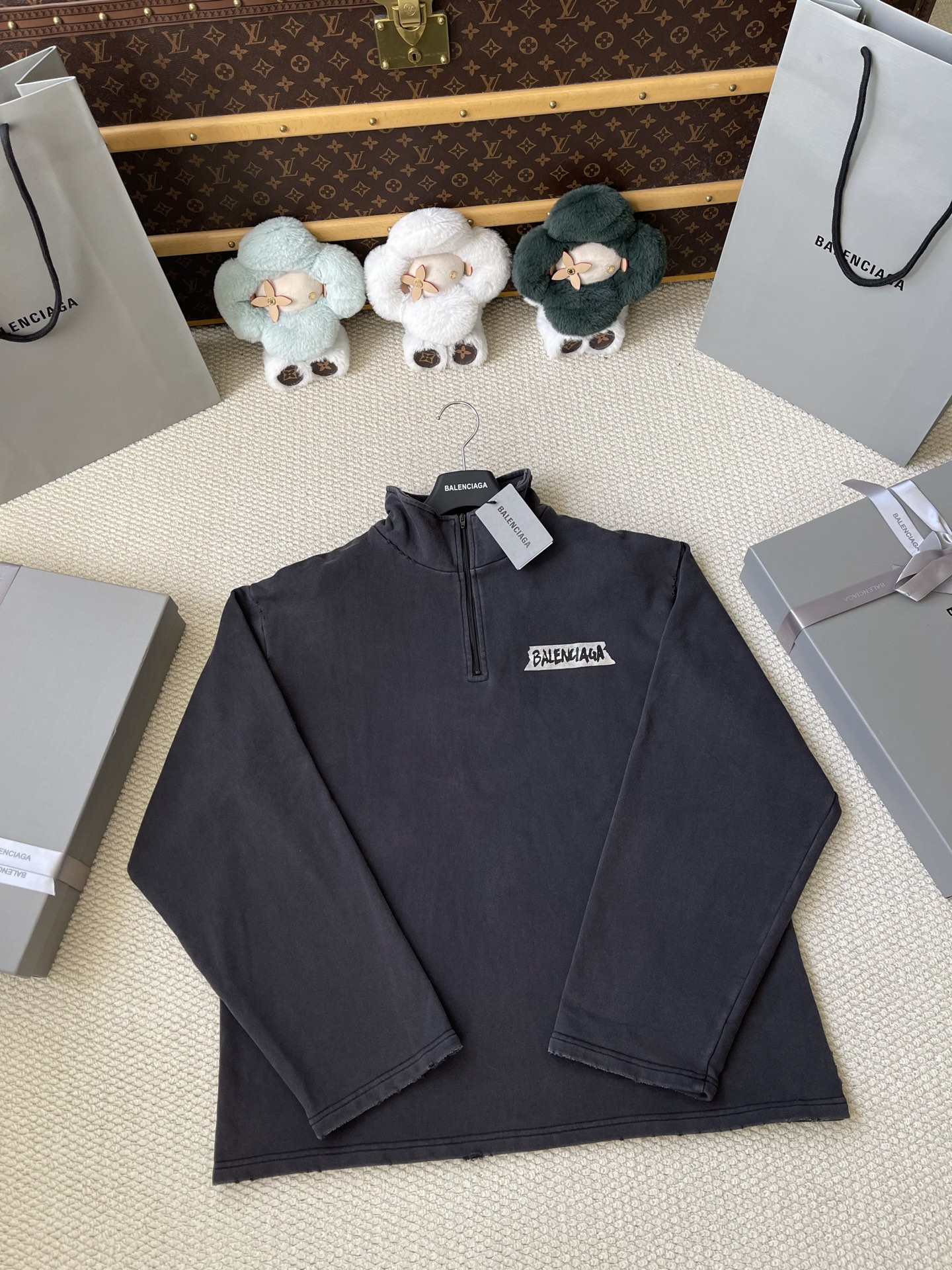 Tape-Wordmark Quarter-Zip Pullover — product photograph