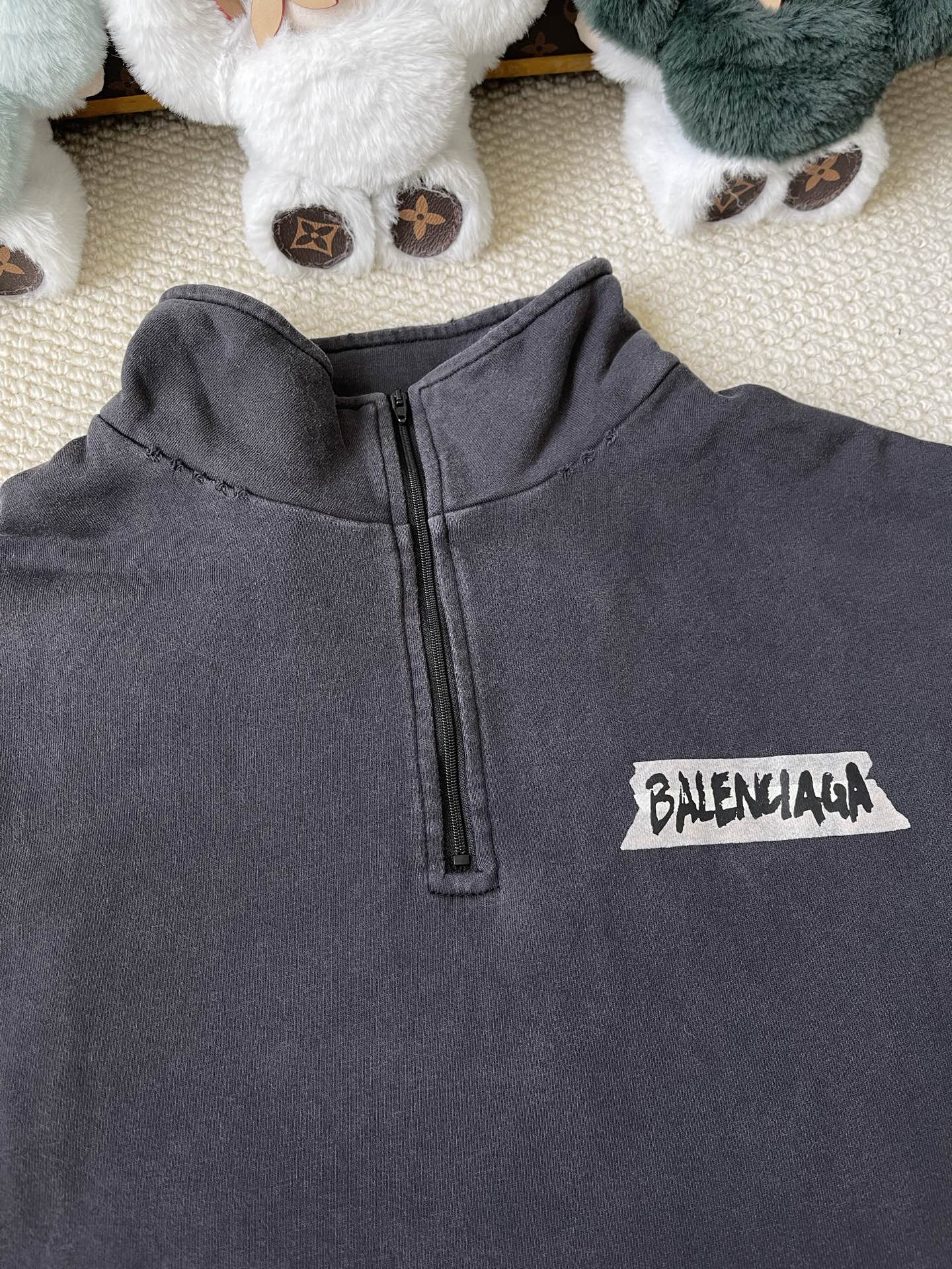 Tape-Wordmark Quarter-Zip Pullover — product photograph