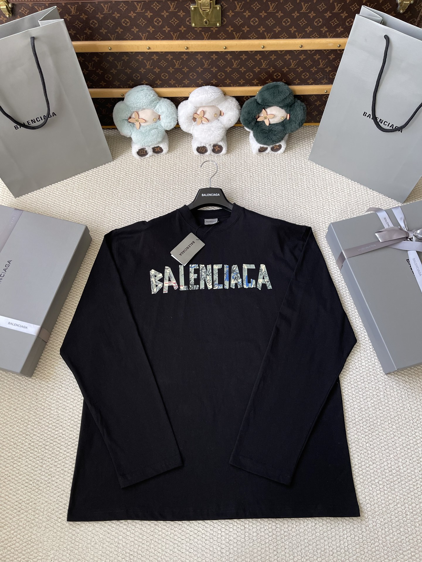 Metallic-Wordmark Long-Sleeve Top — product photograph