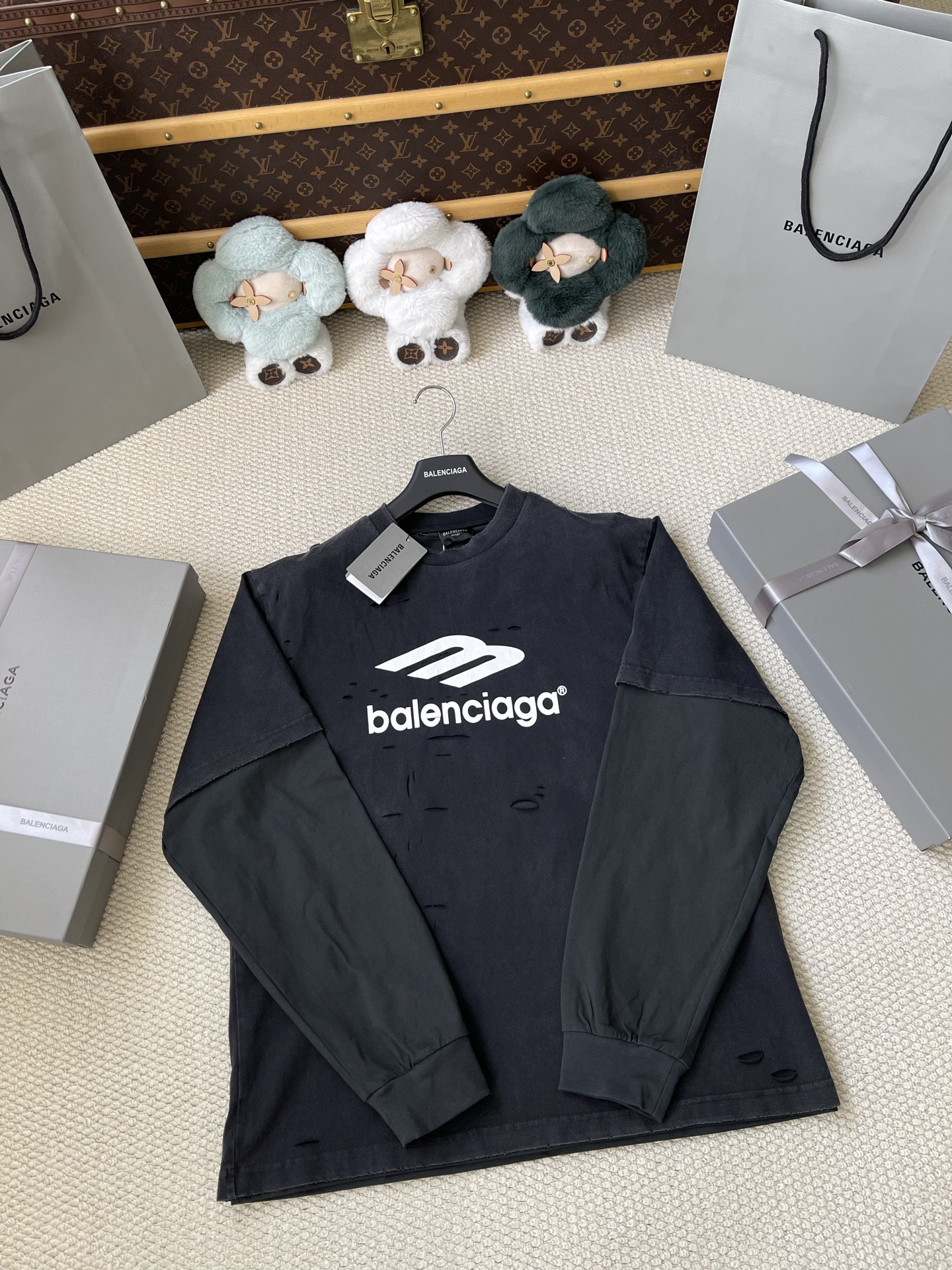 Distressed BB Crewneck Sweatshirt — product photograph