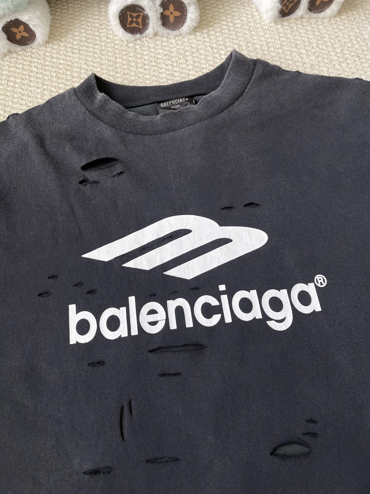 Distressed BB Crewneck Sweatshirt — product photograph