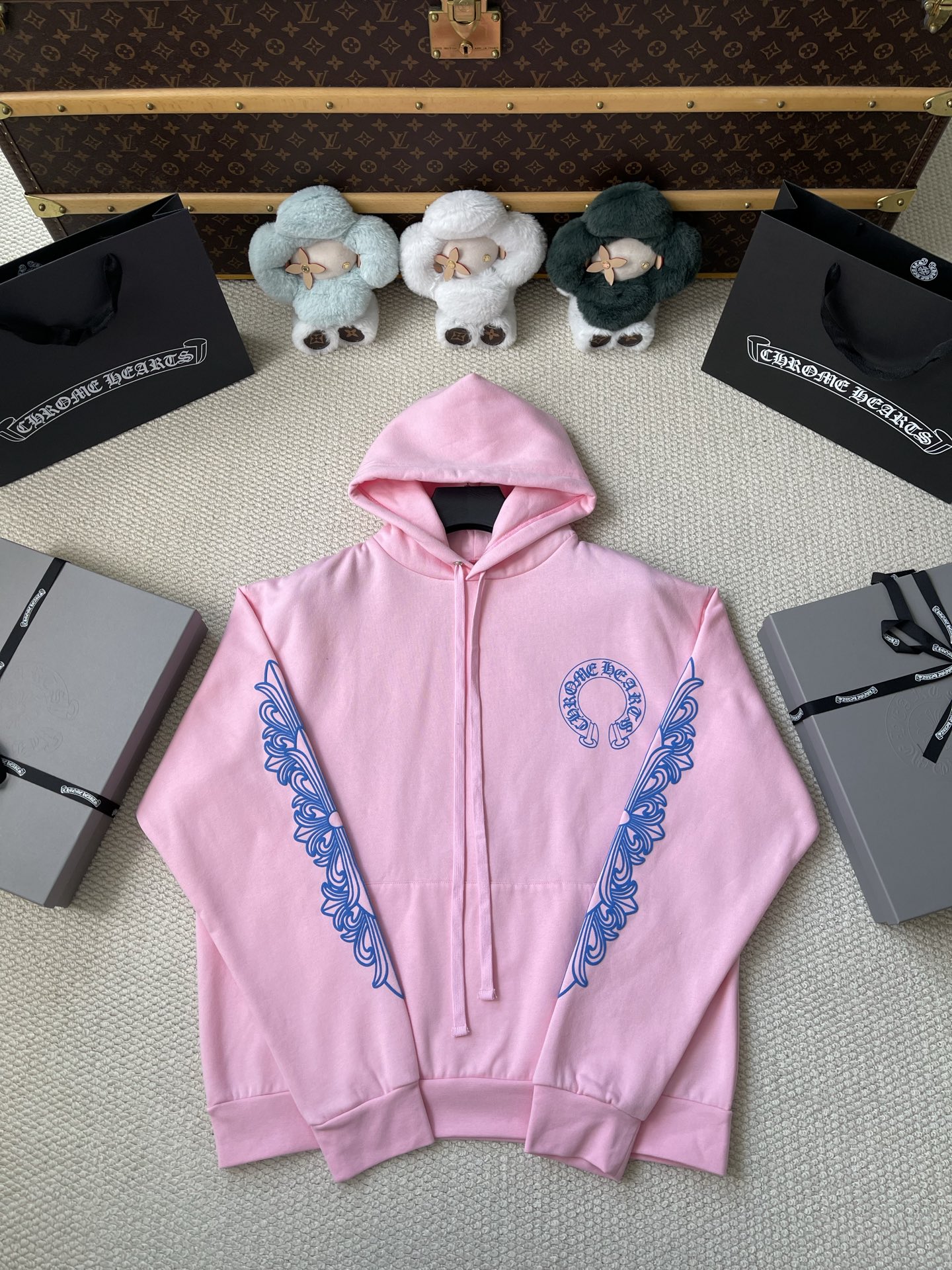 Blue-Horseshoe Pink Zip Hoodie — product photograph