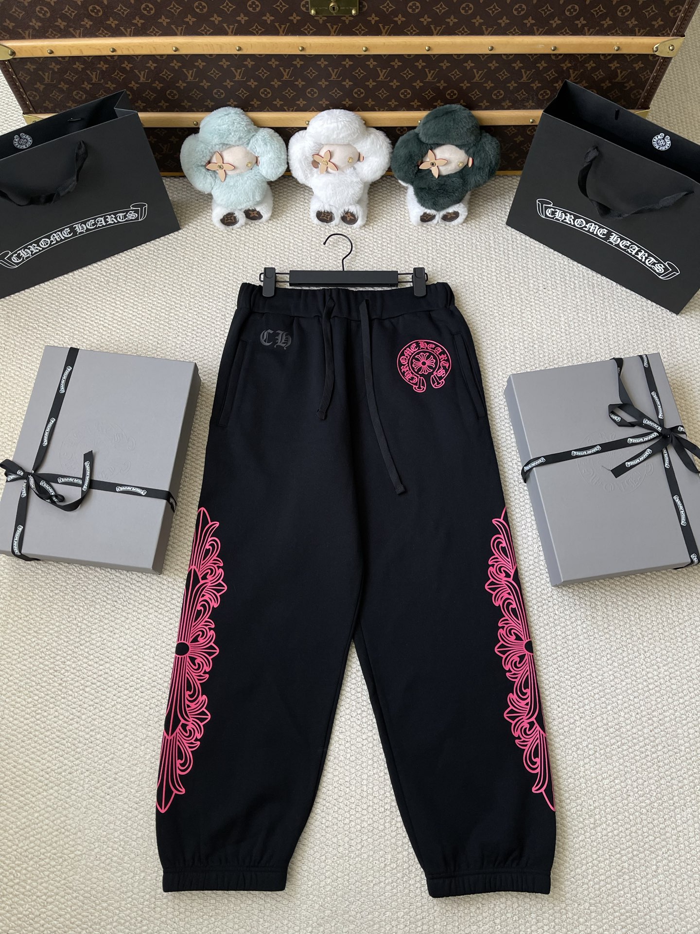 Pink-Graphic Hoodie and Sweatpants Separates — product photograph