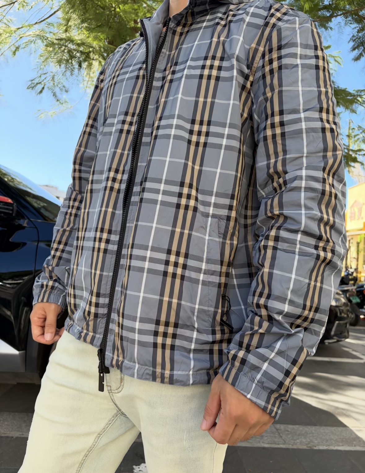 Reversible Check Windbreaker — product photograph