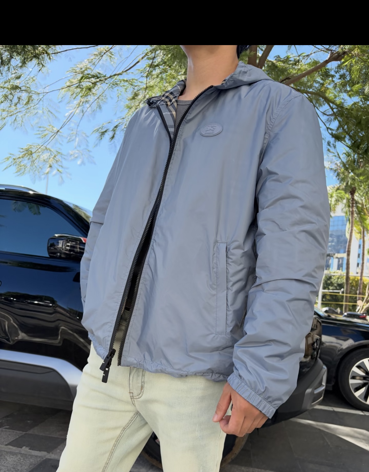 Reversible Check Windbreaker — product photograph