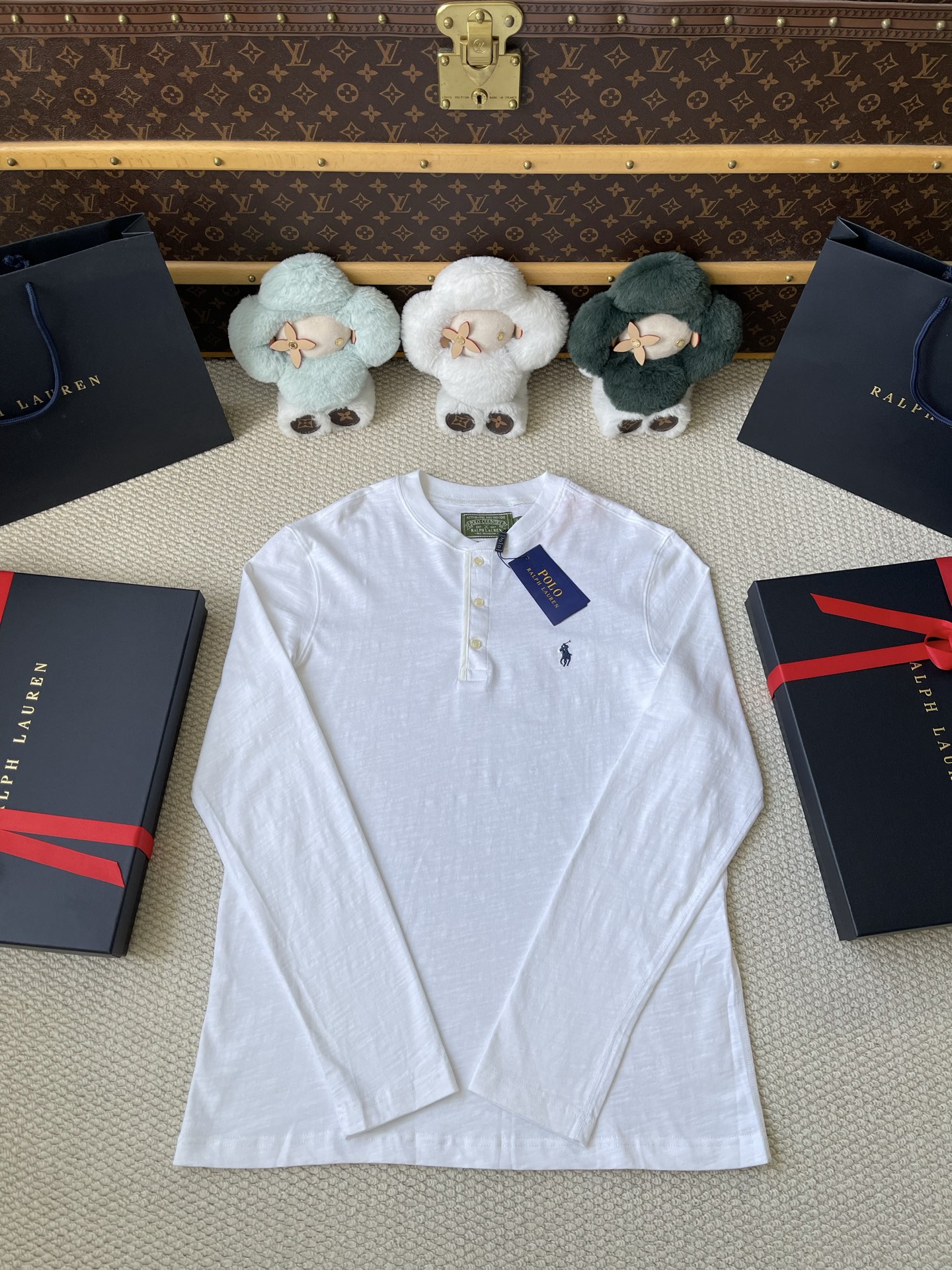 Pony-Embroidered Henley Top — product photograph