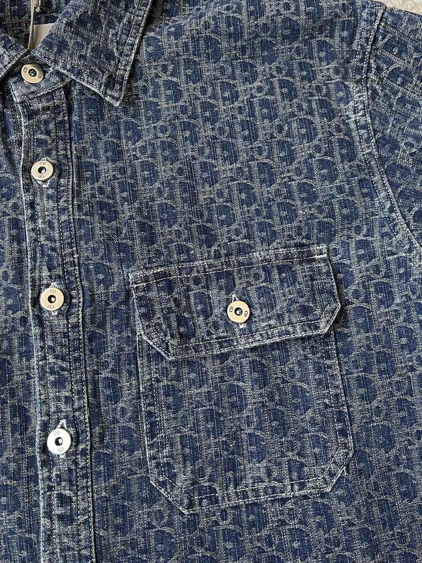 Oblique-Pattern Denim Overshirt — product photograph
