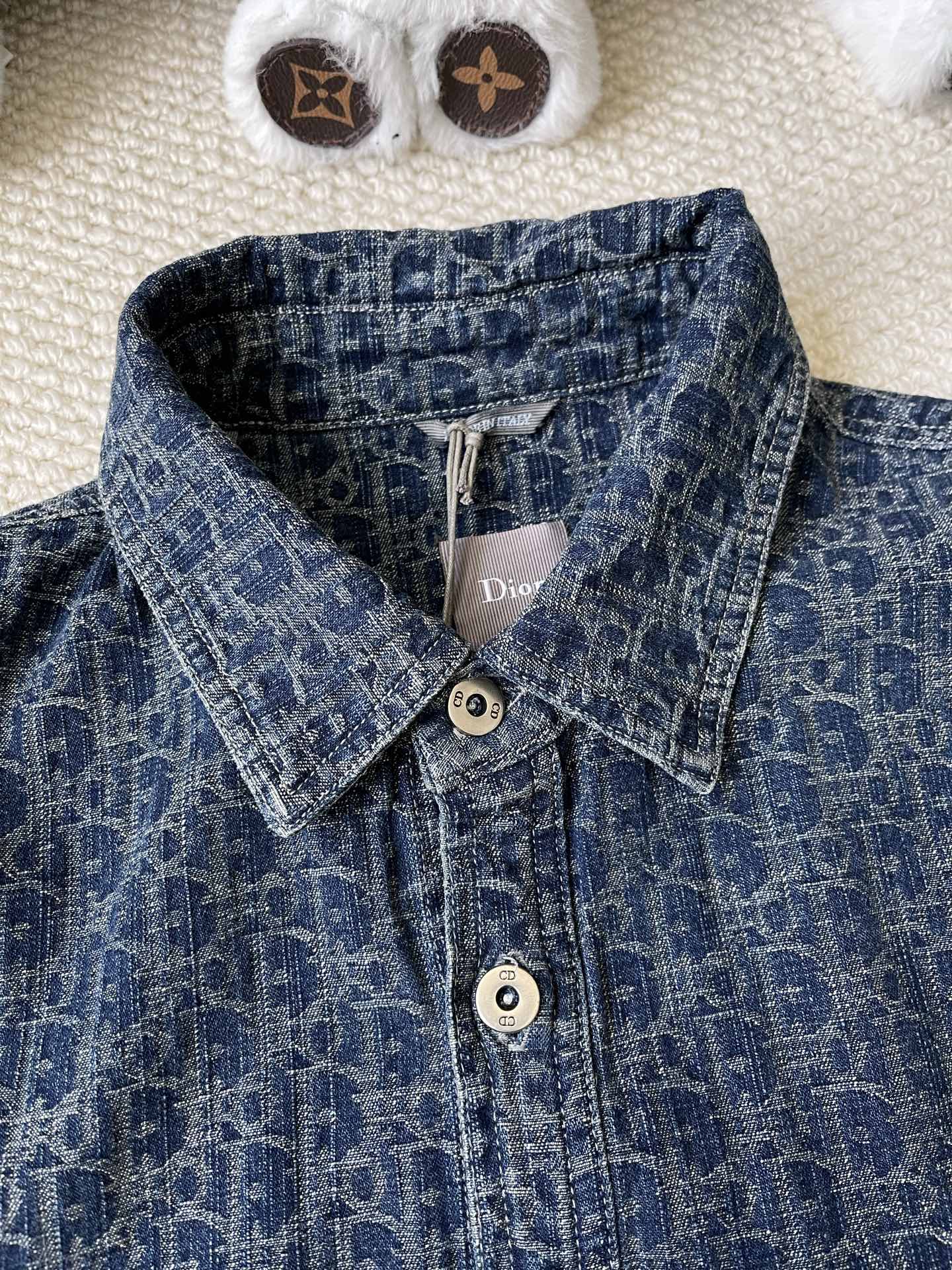 Oblique-Pattern Denim Overshirt — product photograph