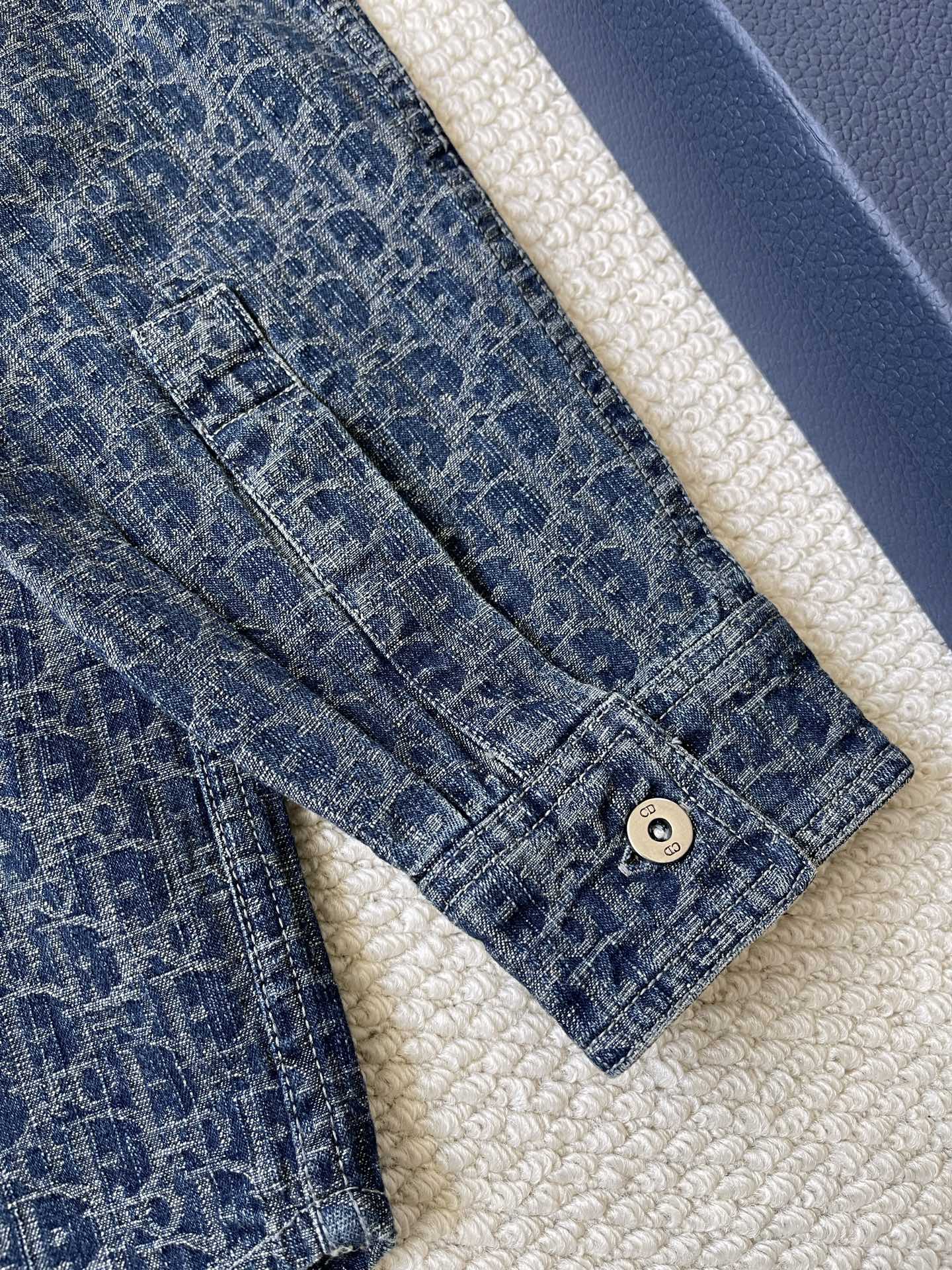Oblique-Pattern Denim Overshirt — product photograph
