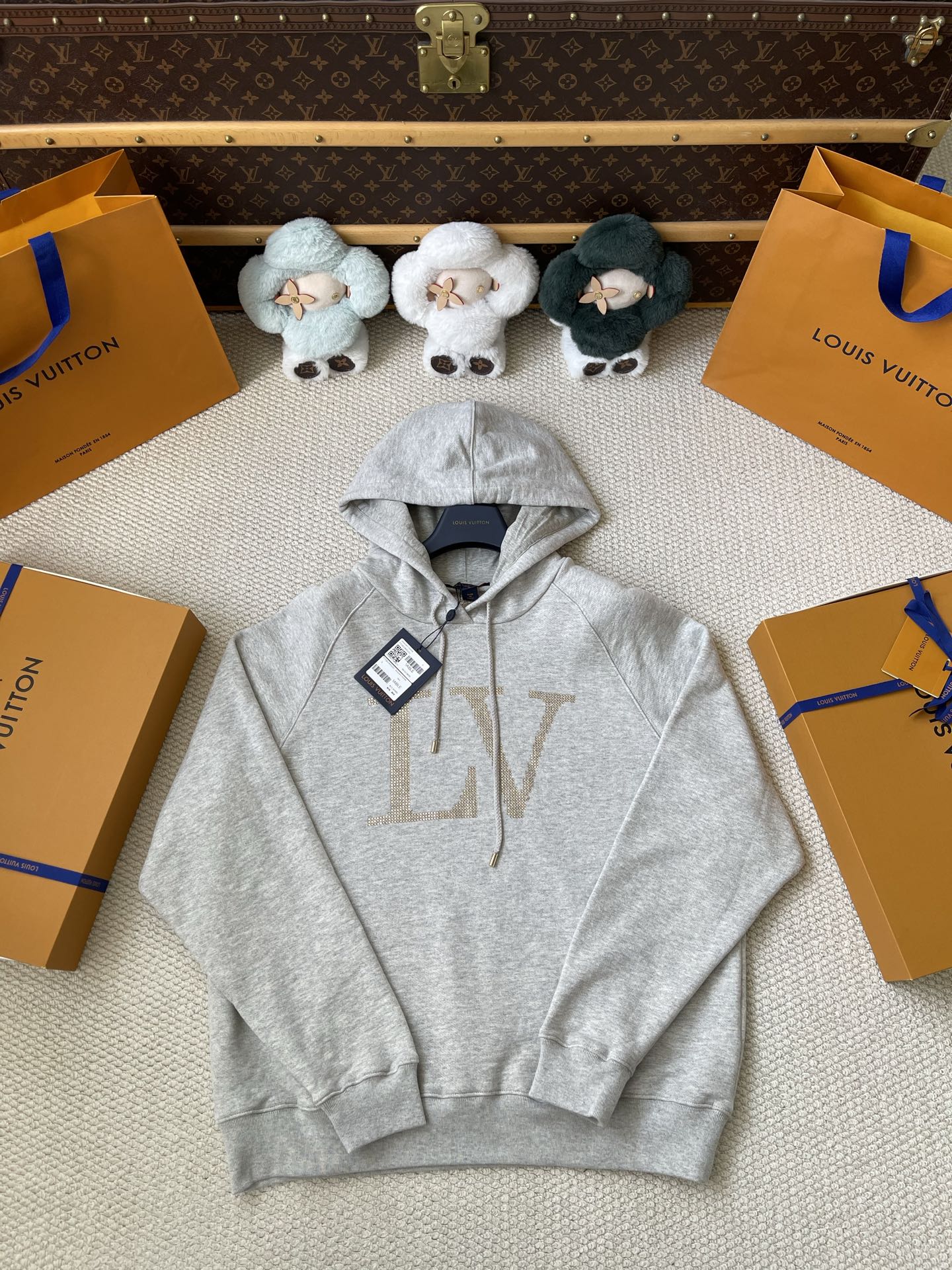 Large-Monogram Drawstring Hoodie — product photograph
