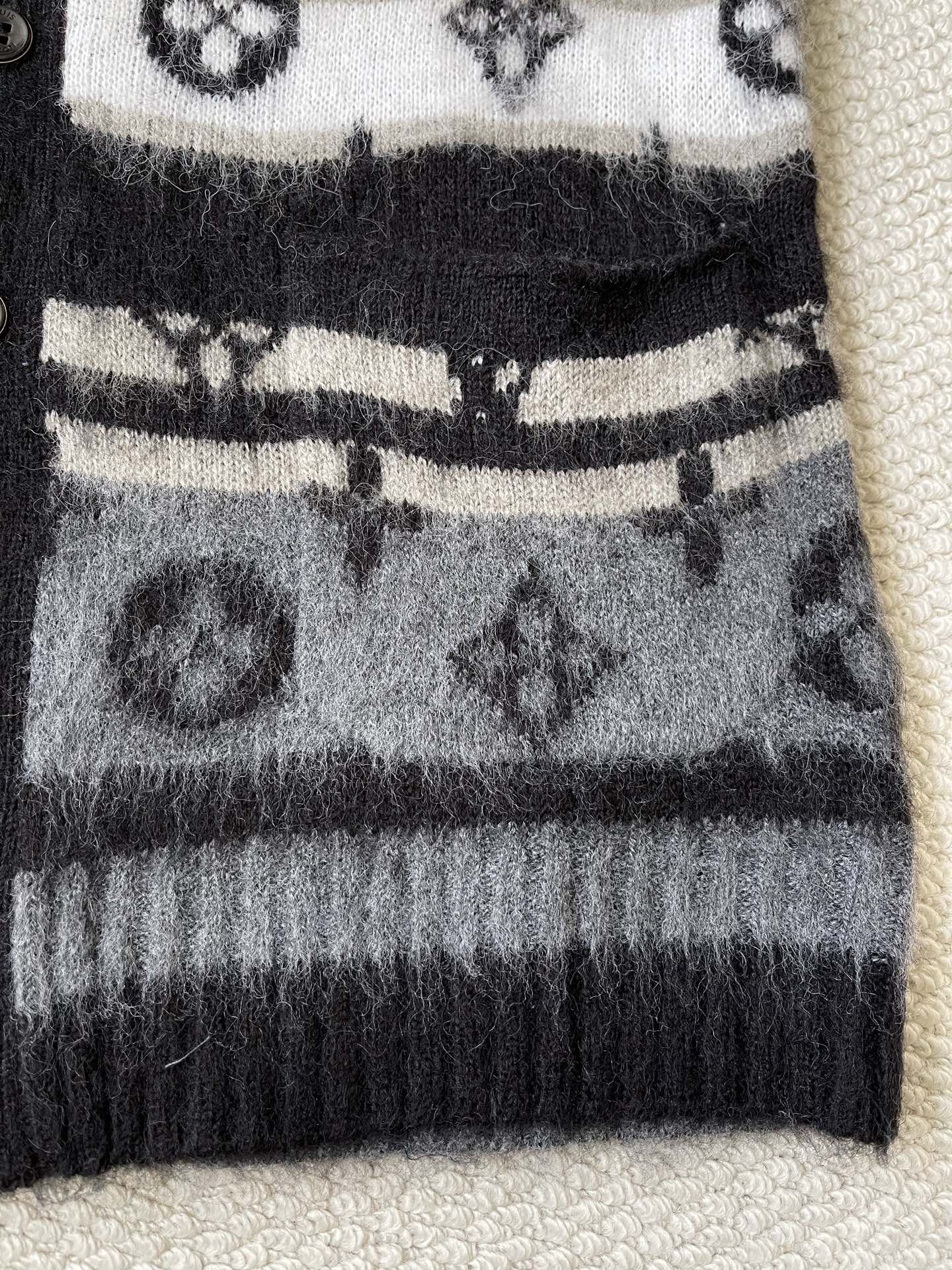 Pattern-Block Monogram Cardigan — product photograph