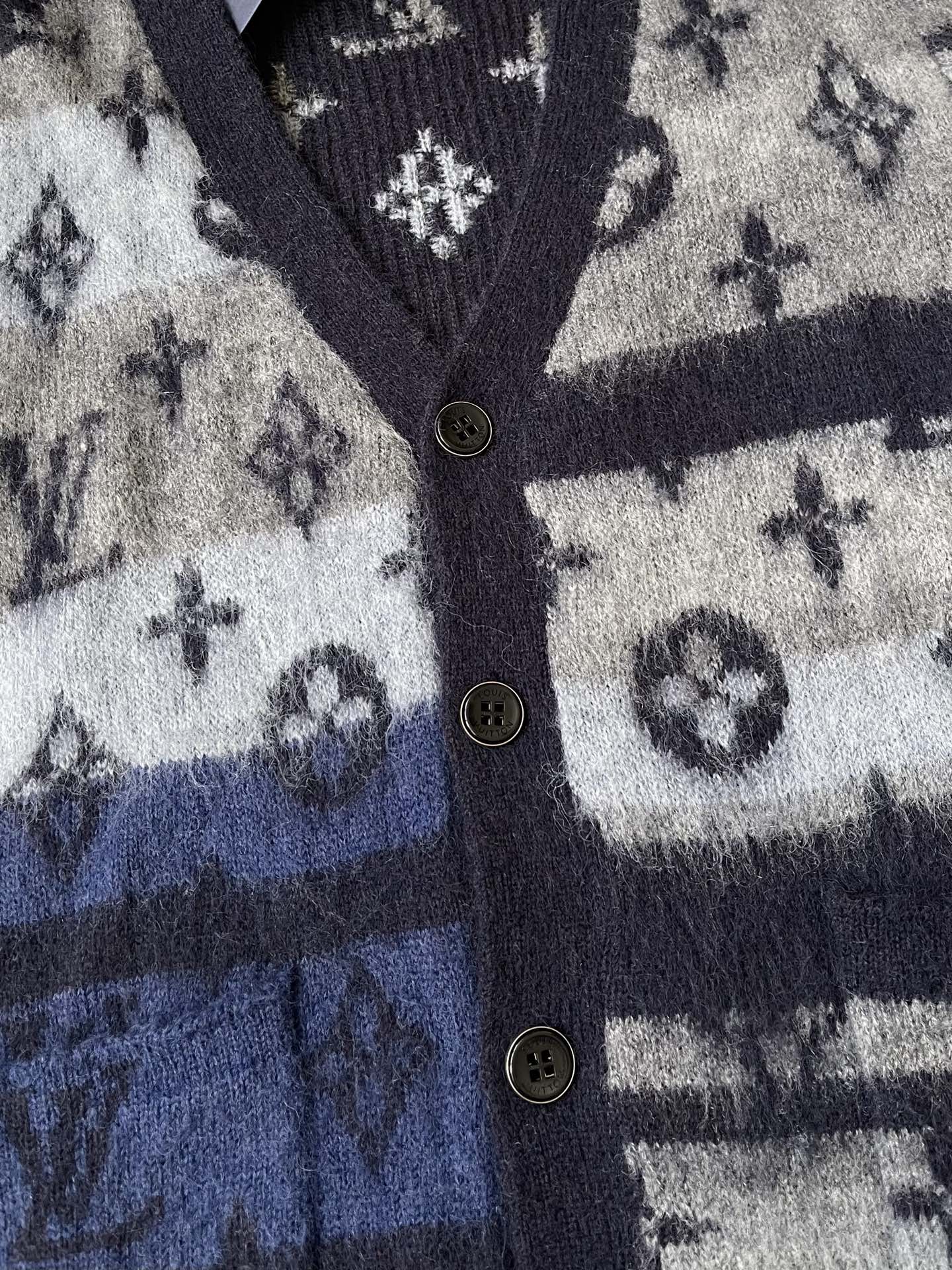 Pattern-Block Monogram Cardigan — product photograph