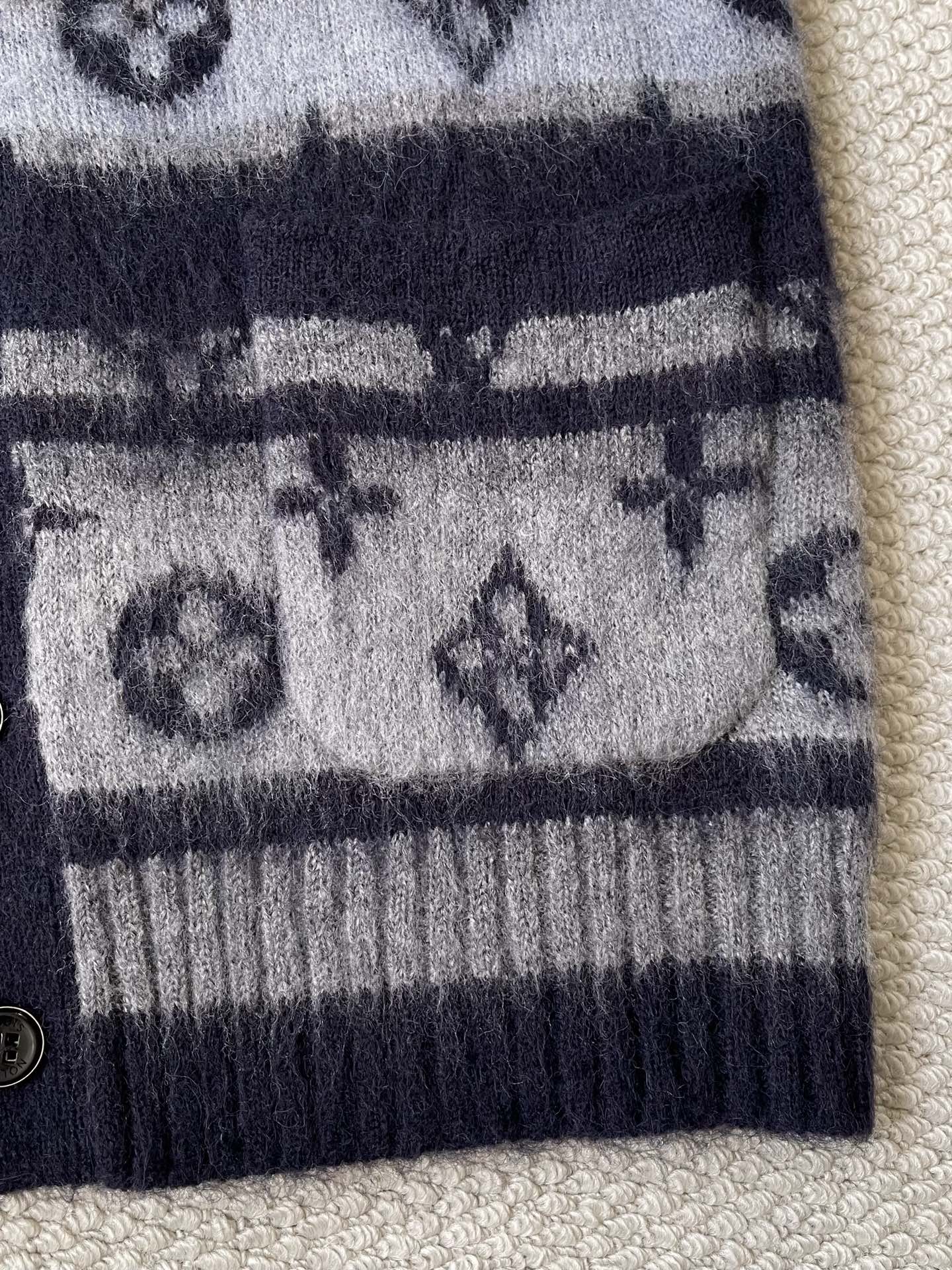 Pattern-Block Monogram Cardigan — product photograph