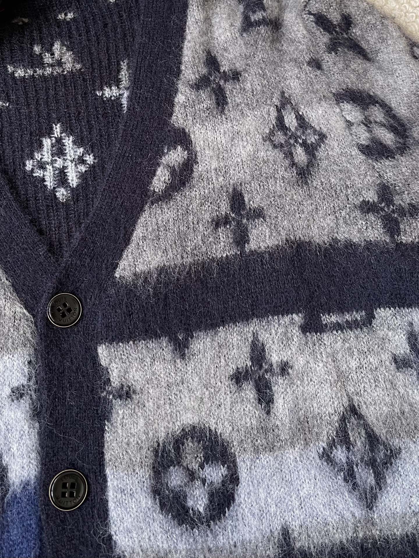 Pattern-Block Monogram Cardigan — product photograph