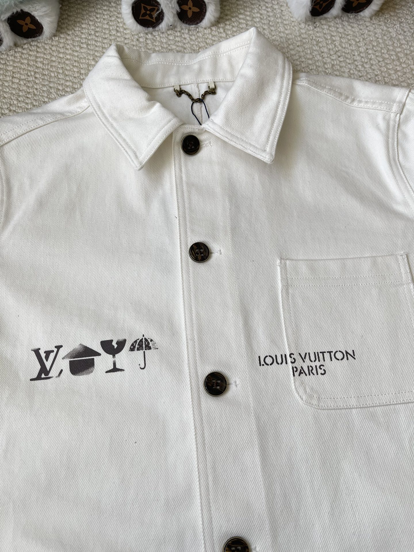 Embroidered-Motif Button Overshirt — product photograph