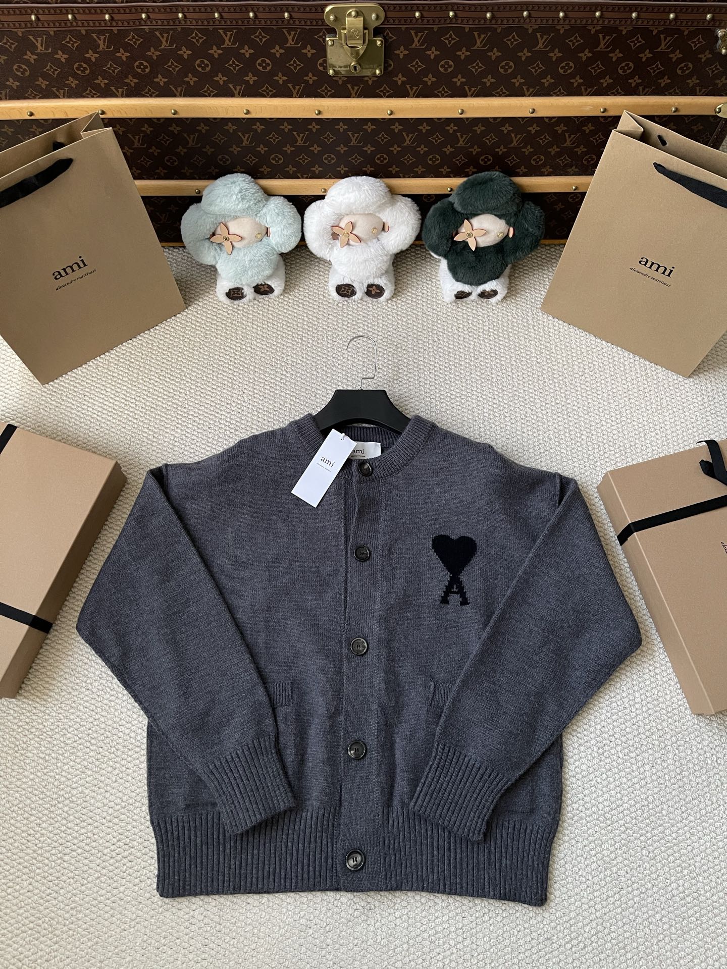 Heart-Logo Crewneck Cardigan — product photograph