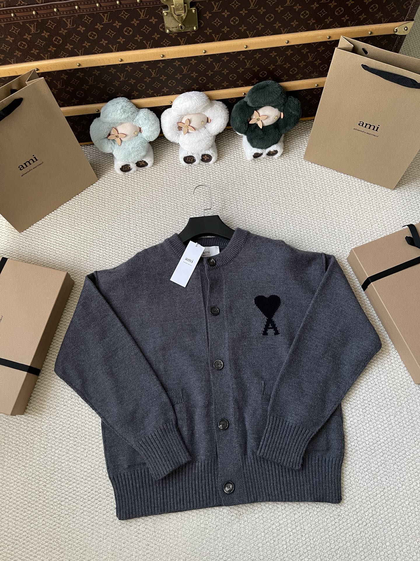 Heart-Logo Crewneck Cardigan — product photograph