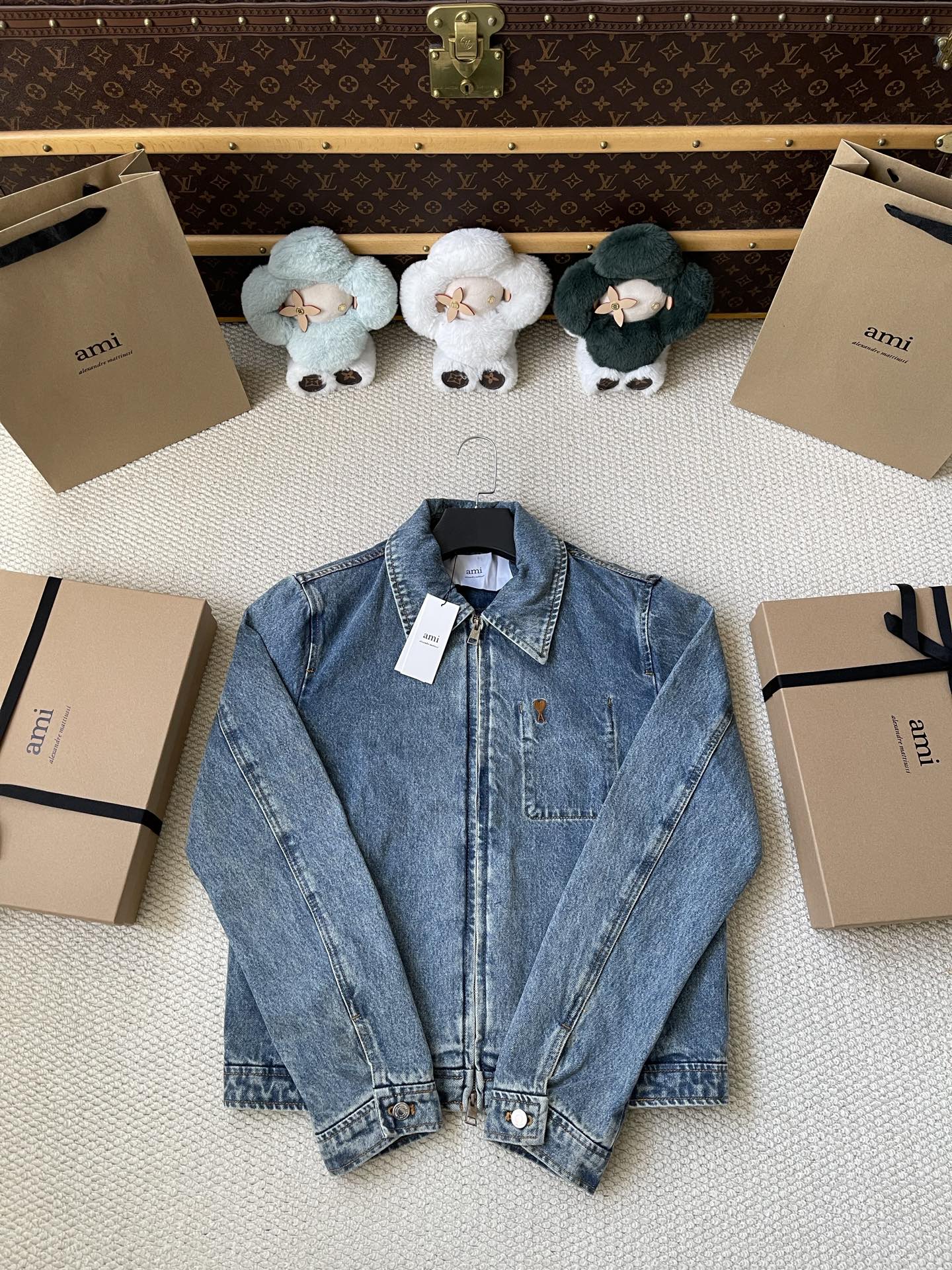 Heart-Pocket Zip Denim Jacket — product photograph
